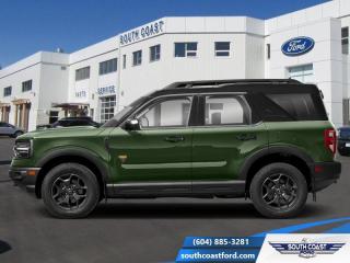 <b>Leather Seats, Sunroof, Ford Co-Pilot360 Assist+, Wireless Charging, Premium Audio!</b><br> <br>   Looking for off-roading capability with a mix off efficiency and tech features? This Bronco Sport is certainly up to the challenge. <br> <br>A compact footprint, an iconic name, and modern luxury come together to make this Bronco Sport an instant classic. Whether your next adventure takes you deep into the rugged wilds, or into the rough and rumble city, this Bronco Sport is exactly what you need. With enough cargo space for all of your gear, the capability to get you anywhere, and a manageable footprint, theres nothing quite like this Ford Bronco Sport.<br> <br> This eruption green metallic SUV  has a 8 speed automatic transmission and is powered by a  250HP 2.0L 4 Cylinder Engine.<br> <br> Our Bronco Sports trim level is Badlands. Rugged and capable, this Bronco Sport Badlands is ready for your next off-road adventure, with beefy off-road suspension, a reinforced undercarriage with 4 skid plates, off-road wheels, and front tow hooks. Also standard include heated seats with SiriusXM streaming radio and exclusive aluminum wheels. This SUV also features a slew of standard infotainment and convenience features, including voice-activated automatic air conditioning, an 8-inch SYNC 3 powered infotainment screen with Apple CarPlay and Android Auto, smart charging USB type-A and type-C ports, 4G LTE mobile hotspot internet access, proximity keyless entry with remote start, and a robust terrain management system that features the trademark Go Over All Terrain (G.O.A.T.) driving modes. Additional features include blind spot detection, rear cross traffic alert and pre-collision assist with automatic emergency braking, lane keeping assist, lane departure warning, forward collision alert, driver monitoring alert, a rear-view camera, 3 12-volt DC and 120-volt AC power outlets, and so much more. This vehicle has been upgraded with the following features: Leather Seats, Sunroof, Ford Co-pilot360 Assist+, Wireless Charging, Premium Audio, Class Ii Trailer Tow Package, Premium Package. <br><br> View the original window sticker for this vehicle with this url <b><a href=http://www.windowsticker.forddirect.com/windowsticker.pdf?vin=3FMCR9D91RRF15162 target=_blank>http://www.windowsticker.forddirect.com/windowsticker.pdf?vin=3FMCR9D91RRF15162</a></b>.<br> <br>To apply right now for financing use this link : <a href=https://www.southcoastford.com/financing/ target=_blank>https://www.southcoastford.com/financing/</a><br><br> <br/> Total  cash rebate of $2000 is reflected in the price. Credit includes $2,000 Non-Stackable Cash Purchase Assistance. Credit is available in lieu of subvented financing rates.  Incentives expire 2024-05-08.  See dealer for details. <br> <br>Call South Coast Ford Sales or come visit us in person. Were convenient to Sechelt, BC and located at 5606 Wharf Avenue. and look forward to helping you with your automotive needs. <br><br> Come by and check out our fleet of 20+ used cars and trucks and 110+ new cars and trucks for sale in Sechelt.  o~o
