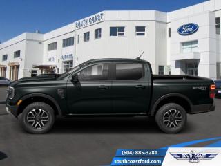 <b>Premium Audio, Navigation, Adaptive Cruise Control, Heated Seats, Leather Seats, 360 Camera, Park Assist, Remote Start, Blind Spot Detection, Lane Keep Assist, Tow Equipment, Apple CarPlay, Android Auto, Forward Collision Mitigation</b><br> <br>   Powerful, refined and ultimately economical, this Ford Ranger ready to get the job done right. <br> <br>With astounding capability for its size, along with a refined and well thought out interior, this Ford Ranger is exactly what you have been looking for. Efficient, yet powerful and with a ton of helpful features, this amazing midsize truck is perfect for the urban worksite, while the plush interior and off-road capability make sure your weekend getaway is as far away as possible. In this Ford Ranger, the only thing that feels midsized is the footprint.<br> <br> This shadow black Crew Cab 4X4 pickup   has a 10 speed automatic transmission and is powered by a  270HP 2.3L 4 Cylinder Engine.<br> <br> Our Rangers trim level is Lariat. This Ranger Lariat is decked with amazing features such as a sonorous 10-speaker B&O audio system, heated leather-trimmed front seats with power lumbar support, a heated steering wheel, adaptive cruise control, smart device remote engine start, and SYNC 4A with navigation capability. Additional features include blind spot detection, lane keeping assist with lane departure warning, active park assist with automated parking sensors, and an aerial view camera system.<br><br> View the original window sticker for this vehicle with this url <b><a href=http://www.windowsticker.forddirect.com/windowsticker.pdf?vin=1FTER4KH8RLE32241 target=_blank>http://www.windowsticker.forddirect.com/windowsticker.pdf?vin=1FTER4KH8RLE32241</a></b>.<br> <br>To apply right now for financing use this link : <a href=https://www.southcoastford.com/financing/ target=_blank>https://www.southcoastford.com/financing/</a><br><br> <br/>    8.99% financing for 84 months. <br> Buy this vehicle now for the lowest bi-weekly payment of <b>$452.84</b> with $0 down for 84 months @ 8.99% APR O.A.C. ( Plus applicable taxes -  $595 Administration Fee included    / Total Obligation of $82417  ).  Incentives expire 2024-05-31.  See dealer for details. <br> <br>Call South Coast Ford Sales or come visit us in person. Were convenient to Sechelt, BC and located at 5606 Wharf Avenue. and look forward to helping you with your automotive needs. <br><br> Come by and check out our fleet of 20+ used cars and trucks and 110+ new cars and trucks for sale in Sechelt.  o~o