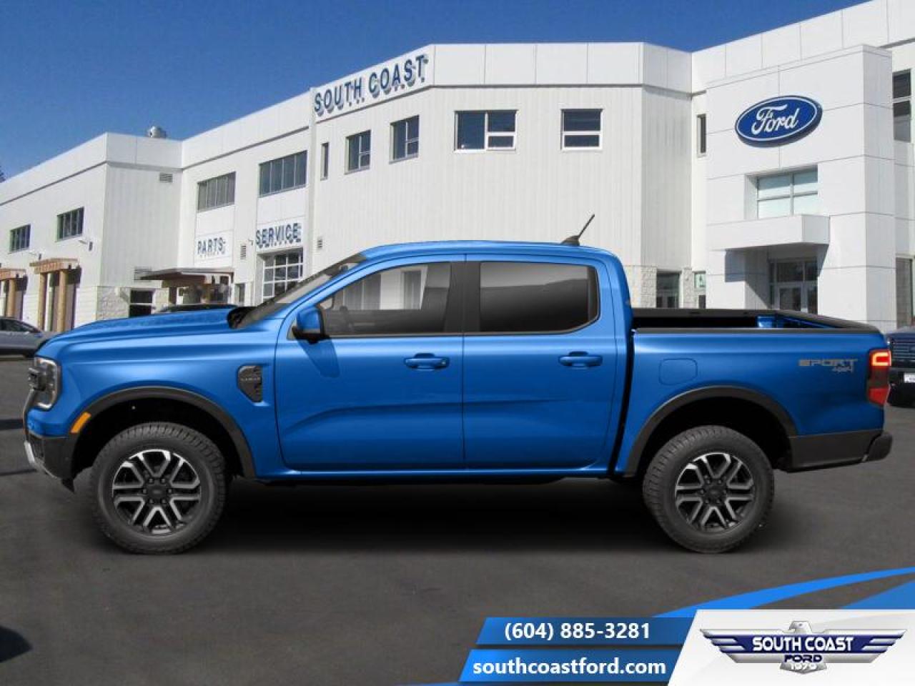 <b>Navigation, Sport Appearance Package, 17 inch Aluminum Wheels, Spray-In Bedliner, Power Sliding Rear Window!</b><br> <br>   Ready for any adventure, this impressive Ford Ranger offers a perfect blend of versatile and convenient features. <br> <br>With astounding capability for its size, along with a refined and well thought out interior, this Ford Ranger is exactly what you have been looking for. Efficient, yet powerful and with a ton of helpful features, this amazing midsize truck is perfect for the urban worksite, while the plush interior and off-road capability make sure your weekend getaway is as far away as possible. In this Ford Ranger, the only thing that feels midsized is the footprint.<br> <br> This velocity blue metallic Crew Cab 4X4 pickup   has a 10 speed automatic transmission and is powered by a  270HP 2.3L 4 Cylinder Engine.<br> <br> Our Rangers trim level is XLT. Stepping up to this Ranger XLT is a great choice as it comes very well equipped with features like stylish aluminum wheels and bespoke exterior trim, remote engine start, blind spot detection, pre-collision assist with automatic emergency braking, lane keep assist, front and rear parking assist, towing equipment with trailer sway control and dynamic hitch assist with a rear-view camera. Additional features include SYNC 4A, front bumper tow hooks, and even more. This vehicle has been upgraded with the following features: Navigation, Sport Appearance Package, 17 Inch Aluminum Wheels, Spray-in Bedliner, Power Sliding Rear Window, Dual-zone Climate Control, Xlt Technology Package. <br><br> View the original window sticker for this vehicle with this url <b><a href=http://www.windowsticker.forddirect.com/windowsticker.pdf?vin=1FTER4HH3RLE32297 target=_blank>http://www.windowsticker.forddirect.com/windowsticker.pdf?vin=1FTER4HH3RLE32297</a></b>.<br> <br>To apply right now for financing use this link : <a href=https://www.southcoastford.com/financing/ target=_blank>https://www.southcoastford.com/financing/</a><br><br> <br/>    7.49% financing for 84 months. <br> Buy this vehicle now for the lowest bi-weekly payment of <b>$388.10</b> with $0 down for 84 months @ 7.49% APR O.A.C. ( Plus applicable taxes -  $595 Administration Fee included    / Total Obligation of $70634  ).  Incentives expire 2024-12-02.  See dealer for details. <br> <br> <br>LEASING:<br><br>Estimated Lease Payment: $343 bi-weekly <br>Payment based on 6.99% lease financing for 48 months with $0 down payment on approved credit. Total obligation $35,695. Mileage allowance of 16,000 KM/year. Offer expires 2024-12-02.<br><br><br>Call South Coast Ford Sales or come visit us in person. Were convenient to Sechelt, BC and located at 5606 Wharf Avenue. and look forward to helping you with your automotive needs. <br><br> Come by and check out our fleet of 20+ used cars and trucks and 80+ new cars and trucks for sale in Sechelt.  o~o