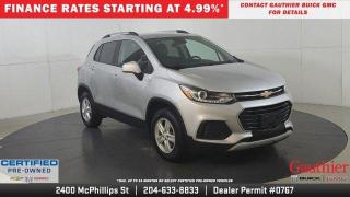 This Chevrolet Trax has a strong Turbocharged Gas 4-Cyl 1.4L/ engine powering this Automatic transmission. ENGINE, ECOTEC TURBO 1.4L VARIABLE VALVE TIMING DOHC 4-CYLINDER SEQUENTIAL MFI (138 hp [102.9 kW] @ 4900 rpm, 148 lb-ft of torque [199.8 N-m] @ 1850 rpm), Wipers, front intermittent, Wiper, rear intermittent, Windshield, solar absorbing, Windshield, acoustic laminated.<br /><br />*This Chevrolet Trax Comes Equipped with These Options *<br />Windows, power with driver Express-Up/Down and front passenger and rear Express-Down, Wheels, 16 (40.6 cm) aluminum, Wheel, spare, 16 (40.6 cm) steel, Visors, driver and front passenger vanity mirrors, covered, Transmission, 6-speed automatic, Tires, P205/70R16 all-season, blackwall, Tire, compact spare, Tire Pressure Monitor System, Theft-deterrent system, unauthorized entry, Temperature sensor, outside, Tail lamps, sculpted with LED accent, Suspension, Ride and Handling, Storage drawer, front passenger underseat, Steering, power, non-variable ratio, electric, Steering wheel, 3-spoke, urethane.<br /><br />* Visit Us Today *<br />Youve earned this- stop by Jim Gauthier Cadillac Buick GMC located at 2400 McPhillips Street, Winnipeg, MB R2V 4J6 to make this car yours today!