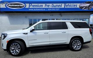 <p style=color: #333333; font-family: sans-serif, Arial, Verdana, Trebuchet MS; font-size: 13px;>Come check out this Local One Owner No Accident 2023 GMC Yukon XL SLT. Loaded with Features... Set in Frost White Tri Coat on Ultra Jet Black Leather... This 2023 GMC Yukon XL SLT is a must is</p><p style=color: #333333; font-family: sans-serif, Arial, Verdana, Trebuchet MS; font-size: 13px;>GM Build Sheet :</p><p style=color: #333333; font-family: sans-serif, Arial, Verdana, Trebuchet MS; font-size: 13px;><u><strong>SLT LUXURY PACKAGE</strong></u>: SEATS, 2ND ROW 60/40 SPLIT BENCH, POWER RELEASE • HEATED 2ND ROW SEATS • STEERING WHEEL, HEATED, AUTOMATIC • MEMORY SETTINGS • MIRRORS, OUTSIDE HEATED POWER -ADJUSTABLE, POWER FOLDING & DRIVER-SIDE AUTO-DIMMING WITH INTEGRATED TURN SIGNAL INDICATORS • REAR PEDESTRIAN ALERT • HD SURROUND VISION • SEATS, 3RD ROW 60/40 SPLIT- BENCH, POWER FOLD • STEERING COLUMN, POWER TILT & TELESCOPIC • ADAPTIVE CRUISE CONTROL • ENHANCED AUTOMATIC EMERGENCY BRAKING</p><p style=color: #333333; font-family: sans-serif, Arial, Verdana, Trebuchet MS; font-size: 13px;><u><strong>PANORAMIC SUNROOF</strong></u>, POWER, DUAL-PANEL</p><p style=color: #333333; font-family: sans-serif, Arial, Verdana, Trebuchet MS; font-size: 13px;><u><strong>MAX TRAILERING PACKAGE:</strong></u> PROGRADE TRAILERING SYSTEM •TRANSFER CASE 2-SPEED •COOLING SYSTEM, EXTRA CAPACITY •TRAILER SIDE BLIND ZONE ALERT •IN-VEHICLE TRAILERING APP, •TRAILER BRAKE CONTROLLER •HITCH GUIDANCE W/ HITCH VIEW</p><p style=color: #333333; font-family: sans-serif, Arial, Verdana, Trebuchet MS; font-size: 13px;><u><strong>2ND ROW BUCKET</strong></u> WITH POWER RELEASE</p><p style=color: #333333; font-family: sans-serif, Arial, Verdana, Trebuchet MS; font-size: 13px;><u><strong>SLT STANDARD EQUIPMENT</strong></u></p><p style=color: #333333; font-family: sans-serif, Arial, Verdana, Trebuchet MS; font-size: 13px;><u><strong>PERFORMANCE & MECHANICAL</strong></u> PREMIUM SMOOTH RIDE SUSPENSION • MECHANICAL LIMITED SLIP DIFFERENTIAL • TRANSFER CASE SINGLE SPEED • 20 BRIGHT MACHINED ALUMINUM WHEELS • STABILITRAK • ELECTRONIC PRECISION SHIFT • TRAILERING EQUIPMENT</p><p style=color: #333333; font-family: sans-serif, Arial, Verdana, Trebuchet MS; font-size: 13px;><u><strong>CONNECTIVITY & TECHNOLOGY</strong></u> 9 SPEAKER BOSE AUDIO SYSTEM • KEYLESS OPEN INCLUDING EXT. RANGE REMOTE KEYLESS ENTRY • KEYLESS START • REMOTE VEHICLE START • GMC INFOTAINMENT SYSTEM , W/ 10.2 HD COLOUR TOUCHSCREEN, VOICE RECOGNITION, BLUETOOTH AUDIO STREAMING, APPLE CARPLAY, & ANDROID AUTO CAPABLE, IN-VEHICLE APPS AND PERSONALIZATION CAPABLE • WIRELESS APPLE CARPLAY/ WIRELESS ANDROID AUTO • WIRELESS CHARGING • ONSTAR (R) SERVICES & WI-FI (R) AVAILABLE; SEE ONSTAR.CA FOR TERMS • SIRIUSXM RADIO CAPABLE, ALL ACCESS TRIAL W/ SUBSCRIPTION SOLD SEPARATEL</p><p style=color: #333333; font-family: sans-serif, Arial, Verdana, Trebuchet MS; font-size: 13px;><u><strong>INTERIOR</strong></u> TRI-ZONE AUTOMATIC HVAC • PERFORATED LEATHER APPOINTED HEATED AND VENTILATED FRONT BUCKET POWER SEATS • SECOND ROW 60/40 SPLIT FOLDING BENCH, MANUAL • THIRD ROW 60/40 SPLIT BENCH, MANUAL FOLD</p><p style=color: #333333; font-family: sans-serif, Arial, Verdana, Trebuchet MS; font-size: 13px;><u><strong>EXTERIOR</strong></u> • LED HEADLAMPS • DAYTIME RUNNING LAMPS • FRONT FOG LAMPS • HANDS FREE POWER LIFTGATE • ASSIST STEPS</p><p style=color: #333333; font-family: sans-serif, Arial, Verdana, Trebuchet MS; font-size: 13px;><u><strong>SAFETY & SECURITY</strong></u> • FORWARD COLLISION ALERT • LANE CHANGE ALERT WITH SIDE BLIND ZONE ALERT • LANE KEEP ASSIST W/ LANE DEPARTURE WARNING • FRONT AND REAR PARK ASSIST • REAR CROSS TRAFFIC ALERT • AUTOMATIC EMERGENCY BRAKING • FRONT PEDESTRIAN BRAKING • FOLLOWING DISTANCE INDICATOR • HD REAR VISION CAMERA • SAFETY ALERT SEAT • THEFT DETERRENT SYSTEM</p><p style=color: #333333; font-size: 13px;>Please Contact Dealer For Warranty Details*** Extended Warranty Available.</p><p style=color: #333333; font-size: 13px;>For More Details Visit http://Autoworld.ca/</p><p style=color: #333333; font-size: 13px;>Contact @Autoworld 604-510-7227</p><p style=color: #333333; font-size: 13px;>19987 Fraser Highway</p><p style=color: #333333; font-size: 13px;>Langley BC</p><p style=color: #333333; font-size: 13px;>V3A 4E2</p><p style=color: #333333; font-size: 13px;>Not The Car your Looking For? We Can Find You The Car You Want Using Our Professional Car Hunter Service!</p><p style=color: #333333; font-size: 13px;>$895 Doc Fee</p><p style=color: #333333; font-size: 13px;>VSA Dealer # 31259</p>