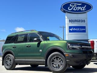 <b>Sunroof, Ford Co-Pilot360 Assist+, Wireless Charging, Class II Trailer Tow Package, Convenience Package!</b><br> <br> <br> <br>  Looking for off-roading capability with a mix off efficiency and tech features? This Bronco Sport is certainly up to the challenge. <br> <br>A compact footprint, an iconic name, and modern luxury come together to make this Bronco Sport an instant classic. Whether your next adventure takes you deep into the rugged wilds, or into the rough and rumble city, this Bronco Sport is exactly what you need. With enough cargo space for all of your gear, the capability to get you anywhere, and a manageable footprint, theres nothing quite like this Ford Bronco Sport.<br> <br> This eruption green metallic SUV  has a 8 speed automatic transmission and is powered by a  181HP 1.5L 3 Cylinder Engine.<br> <br> Our Bronco Sports trim level is Big Bend. This Bronco Big Bend steps things up with heated cloth front seats that feature power lumbar adjustment, along with SiriusXM streaming radio and exclusive aluminum wheels. Also standard include voice-activated automatic air conditioning, 8-inch SYNC 3 powered infotainment screen with Apple CarPlay and Android Auto, smart charging USB type-A and type-C ports, 4G LTE mobile hotspot internet access, proximity keyless entry with remote start, and a robust terrain management system that features the trademark Go Over All Terrain (G.O.A.T.) driving modes. Additional features include blind spot detection, rear cross traffic alert and pre-collision assist with automatic emergency braking, lane keeping assist, lane departure warning, forward collision alert, driver monitoring alert, a rear-view camera, and so much more. This vehicle has been upgraded with the following features: Sunroof, Ford Co-pilot360 Assist+, Wireless Charging, Class Ii Trailer Tow Package, Convenience Package, Fog Lamps. <br><br> View the original window sticker for this vehicle with this url <b><a href=http://www.windowsticker.forddirect.com/windowsticker.pdf?vin=3FMCR9B6XRRE81702 target=_blank>http://www.windowsticker.forddirect.com/windowsticker.pdf?vin=3FMCR9B6XRRE81702</a></b>.<br> <br>To apply right now for financing use this link : <a href=https://www.bourgeoismotors.com/credit-application/ target=_blank>https://www.bourgeoismotors.com/credit-application/</a><br><br> <br/> 2.99% financing for 84 months.  Incentives expire 2024-05-08.  See dealer for details. <br> <br>Discount on vehicle represents the Cash Purchase discount applicable and is inclusive of all non-stackable and stackable cash purchase discounts from Ford of Canada and Bourgeois Motors Ford and is offered in lieu of sub-vented lease or finance rates. To get details on current discounts applicable to this and other vehicles in our inventory for Lease and Finance customer, see a member of our team. </br></br>Discover a pressure-free buying experience at Bourgeois Motors Ford in Midland, Ontario, where integrity and family values drive our 78-year legacy. As a trusted, family-owned and operated dealership, we prioritize your comfort and satisfaction above all else. Our no pressure showroom is lead by a team who is passionate about understanding your needs and preferences. Located on the shores of Georgian Bay, our dealership offers more than just vehiclesits an experience rooted in community, trust and transparency. Trust us to provide personalized service, a diverse range of quality new Ford vehicles, and a seamless journey to finding your perfect car. Join our family at Bourgeois Motors Ford and let us redefine the way you shop for your next vehicle.<br> Come by and check out our fleet of 80+ used cars and trucks and 200+ new cars and trucks for sale in Midland.  o~o