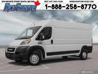LOOK AT THIS ONE!!! 2021 RAM 2500 PROMASTER CARGO VAN 159in WB HIGH ROOF!!! This former daily rental is equipped with a 3.6L Pentastar Engine, Automatic Transmission, Premium Cloth Seating for Two, 16in Steel Wheels, 5in Touchscreen with Rear Backup Camera, Bluetooth, Power Windows, Power Locks, Air Conditioning, Cargo Partition with Sliding Window, Bluetooth, Clearance Lamps, Rear Hinged Doros with Glass, 5in Touchscreen, A/C, Cruise Control and so much more!! Are you on the Hunt for the perfect car in Ontario? Look no further than our car dealership! Our NON-COMMISSION sales team members are dedicated to providing you with the best service in town. Whether youre looking for a sleek pickup truck or a spacious family vehicle, our team has got you covered. Visit us today and take a test drive - we promise you wont be disappointed! Call 905-876-2580 or Email us at sales@huntchrysler.com