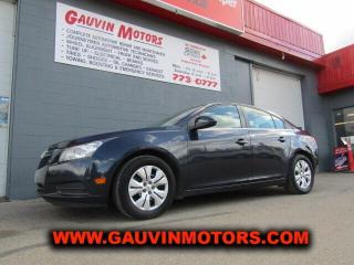2014 CHEV CRUZE LT SEDAN,  1.4 L TURBOCHARGED 4 CYL ENGINE, AUTO, FULLY EQUIPPED INCLUDING AIR, TILT, CRUISE, POWER WINDOWS, POWER LOCKS, POWER MIRRORS, BUCKET SEATS, CONSOLE, ONSTAR, TRIP COMPUTER, PREMIUM AM/FM/MP3/USB/STREAMING SOUND SYSTEM, KEYLESS ENTRY, REMOTE START,  REAR CAMERA AND SO MUCH MORE!  EXCELLENT CONDITION,  JUST SERVICED,  VERY ECONOMICAL AND VERY AFFORDABLE AT ONLY $13,995.  WHY PAY MORE?        1G1PC5SB5E7254702