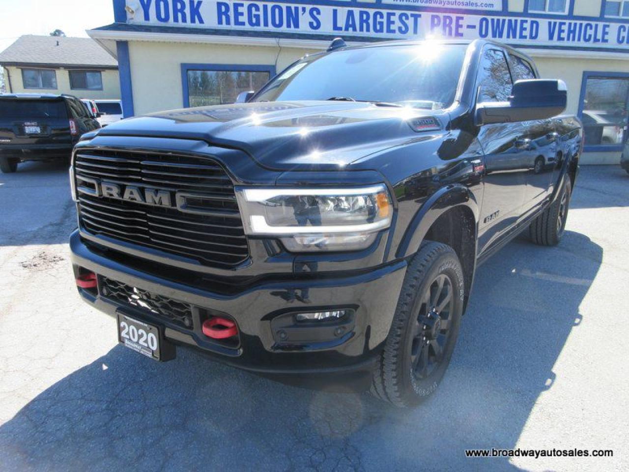 Used 2020 RAM 3500 1-TON LARAMIE-EDITION 5 PASSENGER 6.4L - HEMI.. 4X4.. CREW-CAB.. 6.6-BOX.. NAVIGATION.. LEATHER.. HEATED/AC SEATS.. POWER SUNROOF & PEDALS.. for sale in Bradford, ON