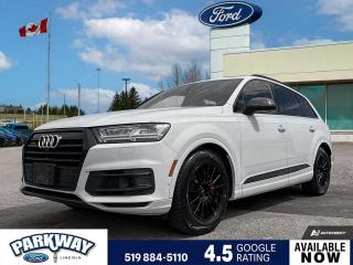 White 2019 Audi Q7 55 Technik quattro quattro 4D Sport Utility 3.0L V6 TFSI 8-Speed Automatic with Tiptronic quattro 3.20 Axle Ratio, Air Conditioning, Alloy wheels, AM/FM radio: SiriusXM, Compass, Cruise Control, Delay-off headlights, Driver door bin, Driver vanity mirror, Front Bucket Seats, Front dual zone A/C, Front fog lights, Front reading lights, Fully automatic headlights, Heated front seats, Heated rear seats, Leather Seating Surfaces, Memory seat, Outside temperature display, Passenger door bin, Passenger seat mounted armrest, Passenger vanity mirror, Power driver seat, Power moonroof: Panoramic, Power steering, Power windows, Rain sensing wipers, Rear fog lights, Rear reading lights, Rear window defroster, Rear window wiper, Remote keyless entry, Trip computer, Variably intermittent wipers.