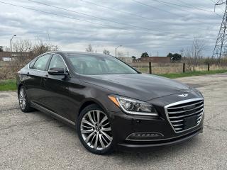 <p>MINT CONDITION EXTREMELY LOW KILOMETER 2015 HYUNDAI GENESIS 5.0 AWD FOR SALE!! AMAZING VEHICLE WITH EVERY OPTION AVAILABLE!! THE GENESIS HAS A SMOOTH 5.0L V8 WITH 420 HP, INCREDIBLE TAN PREMIUM LEATHER INTERIOR, BLINDSPOT MONITORING SYSTEM, LANE KEEP ASSIST, ADAPTIVE CRUISE CONTROL, FACTORY GPS NAVIGATION, PANORAMIC SUNROOF, HEATED SEATS, HEATED STEERING WHEEL, REAR HEATED SEATS, BACK UP CAMERA AND SENSORS, AND MUCH MORE!! VEHICLE IS BEING SOLD CERTIFIED WITH A SAFETY CERTIFICATE FOR THE LOW PRICE OF $24,500 PLUS TAX! 3 MONTH WARRANTY INCLUDED FINANCING AVAILABLE!!! TO BOOK A TEST DRIVE OR INQUIRE ABOUT THE CARFAX PLEASE CALL BRYAN AT 6 4 7 8 6 2 7 9 0 4</p>