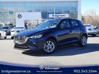New Price! Recent Arrival! Blue 2019 Mazda CX-3 GS AWD | Apple Carplay | Android Auto AWD 6-Speed Automatic SKYACTIV®-G 2.0L 4-Cylinder DOHC 16V Bridgewater Volkswagen, Located in Bridgewater Nova Scotia.4.325 Axle Ratio, 4-Wheel Disc Brakes, 6 Speakers, ABS brakes, Adjustable Heated Front Seats (3 Settings), Air Conditioning, Alloy wheels, AM/FM radio, AppLink/Apple CarPlay and Android Auto, Automatic temperature control, Brake assist, Bumpers: body-colour, Delay-off headlights, Driver door bin, Driver vanity mirror, Dual front impact airbags, Dual front side impact airbags, Electronic Stability Control, Exterior Parking Camera Rear, Front anti-roll bar, Front Bucket Seats, Front reading lights, Front wheel independent suspension, Fully automatic headlights, Heated door mirrors, Heated front seats, Heated steering wheel, Illuminated entry, Infotainment System Integration, Leather Shift Knob, Low tire pressure warning, Occupant sensing airbag, Outside temperature display, Overhead airbag, Overhead console, Panic alarm, Passenger door bin, Passenger vanity mirror, Power door mirrors, Power steering, Power windows, Premium Grade Cloth Upholstery, Radio data system, Radio: AM/FM/HD w/Navigation-Ready, Rain sensing wipers, Rear window defroster, Rear window wiper, Remote keyless entry, Speed control, Speed-sensing steering, Split folding rear seat, Spoiler, Steering wheel mounted audio controls, Tachometer, Telescoping steering wheel, Tilt steering wheel, Traction control, Trip computer, Turn signal indicator mirrors, Variably intermittent wipers.Certification Program Details: 150 Points Inspection Fresh Oil Change Free Carfax Full Detail 2 years MVI Full Tank of Gas The 150+ point inspection includes: Engine Instrumentation Interior components Pre-test drive inspections The test drive Service bay inspection Appearance Final inspectionReviews:* The CX-3 seems to have impressed owners on numerous aspects related to fuel economy, driving dynamics, maneuverability, all-weather confidence (especially on AWD-equipped models), and an upscale cabin and driving experience. Many owners appreciate the availability of up-level feature content and reasonable pricing, with the Bose audio system and heated seats listed commonly among favourite features. Source: autoTRADER.ca