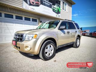 Looking for a versatile and reliable suv in exceptional condition? <br/> Look no further, this 2011 Ford Escape is in excellent condition. Has been well maintained. <br/> Has low kms - only 151k kms - Carfax Verified <br/> Had one owner before and 47 service records at Ford dealer <br/> <br/>  <br/> Mint condition, inside out. <br/> <br/>  <br/> Comes Safety Certified and 3 months extended warranty is included with no extra charge <br/> <br/>  <br/> Features include sunroof, leather seats, heated front seats, power adjustable driver`s seat, Bluetooth, cruise control, AC, roof rack, power locks and windows, tilt steering, automatic headlights, remote keyless entry, trip computer, AUX inputs, fog lights, alloy rims and much more ... <br/> <br/>  <br/> Link to YouTube walkaround video: <br/> https://www.youtube.com/watch?v=ttOY-Ii_feo <br/> <br/>  <br/> Beautiful color combination - shiny beige metallic exterior on tan mint leather interior <br/> Smoke free, odor free vehicle. <br/> <br/>  <br/> A beautiful example of the last generation of reliable Escapes with naturally aspirated bulletproof powertrain. <br/> <br/>  <br/> Perfect combination of versatility, safety and reliability. <br/> <br/>  <br/> Please call 705-826-6777 for appointments <br/> www.autorepublic.ca <br/> <br/>  <br/> Available extended warranty up to 48 months <br/> <br/>  <br/> WE FINANCE EVERYONE. 100% APPROVAL (downpayment might be required) <br/> <br/>  <br/> Tax and Licensing extra <br/> <br/>  <br/> Trade-ins are welcome! <br/> <br/>  <br/> No Hidden Fees or Admin Fees! <br/> <br/>  <br/> Do not hesitate to contact us with any questions. <br/> <br/>  <br/> Electronic signing of the agreements and delivery of the vehicles to customer`s location is available too. <br/> <br/>  <br/> Please call us at 705-826-6777 for more details. <br/> www.autorepublic.ca <br/> <br/>  <br/> AUTO REPUBLIC <br/> Quality Certified Pre-owned Vehicles <br/> 5 Courtland st, Ramara, ON <br/>