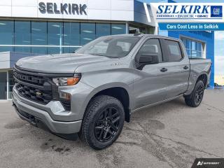 <b>Aluminum Wheels,  Remote Start,  EZ Lift Tailgate,  Forward Collision Alert,  Lane Keep Assist!</b><br> <br> <br> <br>  No matter where you’re heading or what tasks need tackling, there’s a premium and capable Silverado 1500 that’s perfect for you. <br> <br>This 2024 Chevrolet Silverado 1500 stands out in the midsize pickup truck segment, with bold proportions that create a commanding stance on and off road. Next level comfort and technology is paired with its outstanding performance and capability. Inside, the Silverado 1500 supports you through rough terrain with expertly designed seats and robust suspension. This amazing 2024 Silverado 1500 is ready for whatever.<br> <br> This sterling grey metallic Crew Cab 4X4 pickup   has a 8 speed automatic transmission and is powered by a  310HP 2.7L 4 Cylinder Engine.<br> <br> Our Silverado 1500s trim level is Custom. This Silverado 1500 Custom has it all with an amazing balance of style and value. This incredible Chevrolet Custom pickup comes loaded with stylish aluminum wheels, a useful trailer hitch, remote engine start, an EZ Lift tailgate and a 10 way power driver seat. It also includes Chevrolets Infotainment 3 System that features Apple CarPlay, Android Auto, and USB charging ports so your crews equipment is always ready to go. Additional features include remote keyless entry, forward collision warning with automatic braking, lane keep assist, intellibeam automatic headlights, and an HD rear view camera. The useful Teen Driver systems also allows you to track driving habits and restrict certain features once you hand over the keys. This vehicle has been upgraded with the following features: Aluminum Wheels,  Remote Start,  Ez Lift Tailgate,  Forward Collision Alert,  Lane Keep Assist,  Android Auto,  Apple Carplay. <br><br> <br>To apply right now for financing use this link : <a href=https://www.selkirkchevrolet.com/pre-qualify-for-financing/ target=_blank>https://www.selkirkchevrolet.com/pre-qualify-for-financing/</a><br><br> <br/> Weve discounted this vehicle $2574.    Incentives expire 2024-05-31.  See dealer for details. <br> <br>Selkirk Chevrolet Buick GMC Ltd carries an impressive selection of new and pre-owned cars, crossovers and SUVs. No matter what vehicle you might have in mind, weve got the perfect fit for you. If youre looking to lease your next vehicle or finance it, we have competitive specials for you. We also have an extensive collection of quality pre-owned and certified vehicles at affordable prices. Winnipeg GMC, Chevrolet and Buick shoppers can visit us in Selkirk for all their automotive needs today! We are located at 1010 MANITOBA AVE SELKIRK, MB R1A 3T7 or via phone at 204-482-1010.<br> Come by and check out our fleet of 80+ used cars and trucks and 180+ new cars and trucks for sale in Selkirk.  o~o