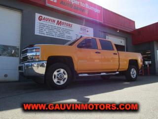 2015 CHEV SILVERADO 2500HD, 4X4, CREW, 6.5 BOX,  6.0 L GAS V8 ENGINE W/ 360 HP, 6 SPEED AUTO, FULLY EQUIPPED INCLUDING AIR, TILT, CRUISE, POWER WINDOWS, POWER LOCKS, POWER MIRRORS, ONSTAR, AM/FM/XM/CD/MP3/USB SOUND SYSTEM, ELECTRONIC COMPASS, KEYLESS ENTRY, ELECTRONIC SHIFT 4X4, TOW PACKAGE W/ TOW MIRRORS & INTEGRATED TRAILER BRAKE CONTROL,  EXTERIOR MIRROR SIGNAL LIGHT INDICATORS, 40/20/40 SPLIT BENCH SEAT W/ FOLDING ARMREST, BOX LINER, ALLOY WHEELS, STEP BARS AND SO MUCH MORE! SAFETY INSPECTED AND SERVICED, GOOD SOLID TRUCK THAT WILL MORE THAN DO THE JOB, HURRY DOWN, ITS PRICED TO SELL AT ONLY $24,995.  TRADES WELCOME, LOW-RATE ON THE SPOT FINANCING AVAILABLE, DONT MISS IT!      1GC1KVEG8FF629108
