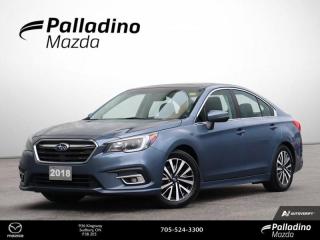 <b>Sunroof,  Blind Spot Detection,  Rear View Camera,  Remote Keyless Entry,  Heated Seats!<br> <br></b><br>     Did you know that the 2018 Legacy is the roomiest sedan in the midsize segment? This  2018 Subaru Legacy is fresh on our lot in Sudbury. <br> <br>The clean, bold lines of the resculpted 2018 Subaru Legacy give a sense of momentum even at rest. The Legacys cabin has also been updated for 2018, sporting a hint of chrome and a new steering wheel design. The 2018 Legacy delivers on all the qualities for which Subaru has become famous: rock-solid reliability, superior dependability and excellent value for the money. This family sedan is also designed to be more engaging, more comfortable and more confidence-inspiring than any of its rivals. This  sedan has 114,962 kms. Its  twilight blue in colour  . It has an automatic transmission and is powered by a  2.5L H4 16V MPFI DOHC engine.  <br> <br> Our Legacys trim level is 2.5i Touring CVT. This Legacy comes with a 8 inch infotainment system with built in touchscreen, smartphone integration and STARLINK apps and services. Youll also receive a rear view camera and heated front seats for added convenience, a power sunroof, aluminum wheels, blind spot detection, Apple CarPlay and Android Auto, SiriusXM, cruise control and power windows plus much more. This vehicle has been upgraded with the following features: Sunroof,  Blind Spot Detection,  Rear View Camera,  Remote Keyless Entry,  Heated Seats,  Siriusxm,  Cruise Control. <br> <br>To apply right now for financing use this link : <a href=https://www.palladinomazda.ca/finance/ target=_blank>https://www.palladinomazda.ca/finance/</a><br><br> <br/><br>Palladino Mazda in Sudbury Ontario is your ultimate resource for new Mazda vehicles and used Mazda vehicles. We not only offer our clients a large selection of top quality, affordable Mazda models, but we do so with uncompromising customer service and professionalism. We takes pride in representing one of Canadas premier automotive brands. Mazda models lead the way in terms of affordability, reliability, performance, and fuel efficiency.The advertised price is for financing purchases only. All cash purchases will be subject to an additional surcharge of $2,501.00. This advertised price also does not include taxes and licensing fees.<br> Come by and check out our fleet of 80+ used cars and trucks and 100+ new cars and trucks for sale in Sudbury.  o~o