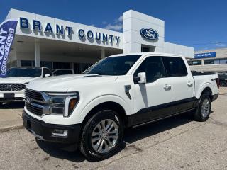 <p class=MsoNoSpacing><strong style=mso-bidi-font-weight: normal;><br />KEY FEATURES: 2024 F150, 4 x 4, King Ranch, 3.5L v6 ecoboost Engine, White, Java leather interior, adaptive cruise control, 20 inch wheels, Adaptive Driving beams, Power running boards, Power sliding rear window, 12in Productivity screen, SYNC4, B&O audio system, heated and cooled front seats, heated rear seats, leather-wrapped steering wheel, heated steering wheel, power pedals, adaptive steering, 360 degree camera, blind spot, co-pilot 360, fordpass, pre-collision assist with breaking, reverse brake assist, trailer tow package, wireless charging pad, Advanced security, Navigation, remote start, Auto high beams, Dynamic hitch assist, Lane keep system, pre-collision braking, pre-collision assist, rear backup camera, keyless entry, reverse brake assist, heavy-duty shocks power windows , power locks and more.</strong></p><p class=MsoNoSpacing><strong style=mso-bidi-font-weight: normal;><span style=mso-spacerun: yes;> </span><br />Please Call 519-756-6191, Email sales@brantcountyford.ca for more information and availability on this vehicle.<span style=mso-spacerun: yes;>  </span>Brant County Ford is a family owned dealership and has been a proud member of the Brantford community for over 40 years!</strong></p><p class=MsoNoSpacing><strong style=mso-bidi-font-weight: normal;> </strong></p><p class=MsoNoSpacing><strong style=mso-bidi-font-weight: normal;><br />** PURCHASE PRICE ONLY (Includes) Fords Delivery Allowance</strong></p><p class=MsoNoSpacing><br />** See dealer for details.</p><p class=MsoNoSpacing>*Please note all prices are plus HST and Licencing.</p><p class=MsoNoSpacing>* Prices in Ontario, Alberta and British Columbia include OMVIC/AMVIC fee (where applicable), accessories, other dealer installed options, administration and other retailer charges.</p><p class=MsoNoSpacing>*The sale price assumes all applicable rebates and incentives (Delivery Allowance/Non-Stackable Cash/3-Payment rebate/SUV Bonus/Winter Bonus, Safety etc</p>