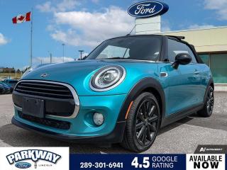 Caribbean Aqua Metallic 2019 MINI Cooper Base 2D Convertible 1.5L I-3 6-Speed Automatic FWD Air Conditioning, Alloy wheels, AM/FM radio, Delay-off headlights, Driver door bin, Driver vanity mirror, Front reading lights, Leatherette Upholstery, Outside temperature display, Passenger door bin, Passenger vanity mirror, Power convertible roof, Power steering, Power windows, Rear window defroster, Remote keyless entry, Speed-Sensitive Wipers, Steering wheel mounted audio controls, Trip computer, Variably intermittent wipers.