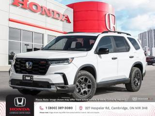 <p><strong>The Pilot TrailSport: Setting the Standard! </strong></p>

<p>Take your driving experience to the next level with the Pilot TrailSport. Under the hood, you'll find a powerful 3.5-litre, 24-valve, Direct Injection, DOHC, i-VTEC® V6 engine, complemented by a smooth 10-speed automatic transmission equipped with Shift-by-Wire and convenient steering wheel-mounted paddle shifters. Say goodbye to compromises with the Intelligent Variable Torque Management (i-VTM4™) AWD system and the Intelligent Traction Management System, ensuring a stable and fuel-efficient journey for you and your passengers.</p>

<p>Stay connected and entertained on the road! The Pilot comes equipped with an HDMI® input jack and a 115-volt power outlet, ready to connect your devices and keep everyone happy. With room for seven passengers in luxurious leather-trimmed seating with orange contrast and the Trailsport logo, everyone can ride in comfort, thanks to the Tri-zone automatic climate control with an air-filtration system, heated and ventilated front seats, and heated second-row outboard seats.</p>

<p>Parking is a breeze with the multi-angle rearview camera featuring dynamic guidelines and body-coloured front and rear parking sensors. Experience the convenience of SiriusXM™ satellite radio, Apple CarPlay™ (Apple Auto) and Android Auto™ (Android Play) connectivity. Your smartphone's key content is seamlessly displayed on the Display Audio System with HondaLink™. For Apple users, Siri® Eyes Free compatibility and wireless charging are also at your fingertips.</p>

<p>The convenience of the proximity key entry system with pushbutton (push button) start ensures you get on your way effortlessly. With Honda’s Smart Entry System and Walk Away Auto Lock you can get on with your day faster. And with the remote engine starter, your Pilot will always be the perfect temperature for your journey. With towing capacities of 1,588 or 2,268 kg, nothing gets left behind, and the power tailgate makes packing a breeze.</p>

<p>Safety is paramount with the latest in Honda's safety technology, including Adaptive Cruise Control, Forward Collision Warning system, Collision Mitigation Braking system, Lane Departure Warning system, Rear Seat Reminder, Traffic Sign Recognition, Traffic Jam Assist, Vehicle Stability Assist, Lane Keeping Assist System and Road Departure Mitigation system, all designed to make your drive safer. For added peace of mind, the Blind Spot Information (BSI) system, Hill Start Assist and Rear Cross Traffic Monitor system keep an extra eye out for you.</p>

<p><span style=color:#ff0000><em><strong>Premium paint charge of $300 is not included on all colours/models. </strong></em></span></p>

<p>Experience the Difference at Cambridge Centre Honda! Why Test Drive Here? You choose: drive with a sales person or on your own, extended overnight and at home test drives available. Why Purchase Here? VIP Coupon Booklet: up to $1000 in service & other savings, FREE Ontario-Wide Delivery. Cambridge Centre Honda proudly serves customers from Cambridge, Kitchener, Waterloo, Brantford, Hamilton, Waterford, Brant, Woodstock, Paris, Branchton, Preston, Hespeler, Galt, Puslinch, Morriston, Roseville, Plattsville, New Hamburg, Baden, Tavistock, Stratford, Wellesley, St. Clements, St. Jacobs, Elmira, Breslau, Guelph, Fergus, Elora, Rockwood, Halton Hills, Georgetown, Milton and all across Ontario!</p>