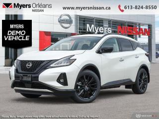 <b>Leather Seats,  Moonroof,  Navigation,  Memory Seats,  Power Liftgate!</b><br> <br> <br> <br>$1500 DEALER DISCOUNT<br>EXECUTIVE DEMO<br> <br>This 2024 Nissan Murano offers confident power, efficient usage of fuel and space, and an exciting exterior sure to turn heads. This uber popular crossover does more than settle for good enough. This Murano offers an airy interior that was designed to make every seating position one to enjoy. For a crossover that is more than just good looks and decent power, check out this well designed 2024 Murano. <br> <br> This pearl white SUV  has an automatic transmission and is powered by a  260HP 3.5L V6 Cylinder Engine.<br> <br> Our Muranos trim level is Midnight Edition. This Midnight Edition is as dark as its name with a blacked-out exterior emphasized with illuminated kick plates. Additional features include a dual panel panoramic moonroof, heated leather seats, motion activated power liftgate, remote start with intelligent climate control, memory settings, ambient interior lighting, and a heated steering wheel for added comfort along with intelligent cruise with distance pacing, intelligent Around View camera, and traffic sign recognition for even more confidence. Navigation and Bose Premium Audio are added to the NissanConnect touchscreen infotainment system featuring Android Auto, Apple CarPlay, and a ton more connectivity features. Forward collision warning, emergency braking with pedestrian detection, high beam assist, blind spot detection, and rear parking sensors help inspire confidence on the drive. This vehicle has been upgraded with the following features: Leather Seats,  Moonroof,  Navigation,  Memory Seats,  Power Liftgate,  Remote Start,  Heated Steering Wheel.  This is a demonstrator vehicle driven by a member of our staff, so we can offer a great deal on it.<br><br> <br/> Weve discounted this vehicle $1500.    4.99% financing for 84 months. <br> Payments from <b>$704.93</b> monthly with $0 down for 84 months @ 4.99% APR O.A.C. ( Plus applicable taxes -  $621 Administration fee included. Licensing not included.    ).  Incentives expire 2024-07-31.  See dealer for details. <br> <br>We are proud to regularly serve our clients and ready to help you find the right car that fits your needs, your wants, and your budget.And, of course, were always happy to answer any of your questions.Proudly supporting Ottawa, Orleans, Vanier, Barrhaven, Kanata, Nepean, Stittsville, Carp, Dunrobin, Kemptville, Westboro, Cumberland, Rockland, Embrun , Casselman , Limoges, Crysler and beyond! Call us at (613) 824-8550 or use the Get More Info button for more information. Please see dealer for details. The vehicle may not be exactly as shown. The selling price includes all fees, licensing & taxes are extra. OMVIC licensed.Find out why Myers Orleans Nissan is Ottawas number one rated Nissan dealership for customer satisfaction! We take pride in offering our clients exceptional bilingual customer service throughout our sales, service and parts departments. Located just off highway 174 at the Jean DÀrc exit, in the Orleans Auto Mall, we have a huge selection of New vehicles and our professional team will help you find the Nissan that fits both your lifestyle and budget. And if we dont have it here, we will find it or you! Visit or call us today.<br> Come by and check out our fleet of 40+ used cars and trucks and 100+ new cars and trucks for sale in Orleans.  o~o