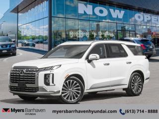 <b>Heads Up Display,  Cooled Seats,  Sunroof,  Leather Seats,  Premium Audio!</b><br> <br> <br> <br>  With an astonishing list of features accompanied by head turning style, this Palisade is sure to be an instant classic. <br> <br>Big enough for your busy and active family, this Hyundai Palisade returns for 2024, and is good as ever. With a features list that would fit in with the luxury SUV segment attached to a family friendly interior, this Palisade was made to take the SUV segment by storm. For the next classic SUV people are sure to talk about for years, look no further than this Hyundai Palisade. <br> <br> This hyper white SUV  has an automatic transmission and is powered by a  291HP 3.8L V6 Cylinder Engine.<br> This vehicles price also includes $2984 in additional equipment.<br> <br> Our Palisades trim level is Ultimate Calligraphy w/Beige 7-Passenger. With luxury features like a heads up display, a two row sunroof, and heated and cooled Nappa leather seats, this Palisade Ultimate Calligraphy proves family friendly does not have to be boring for adults. This trim also adds navigation, a 12 speaker Harman Kardon premium audio system, a power liftgate, remote start, and a 360 degree parking camera. This amazing SUV keeps you connected on the go with touchscreen infotainment including wireless Android Auto, Apple CarPlay, wi-fi, and a Bluetooth hands free phone system. A heated steering wheel, memory settings, proximity keyless entry, and automatic high beams provide amazing luxury and convenience. This family friendly SUV helps keep you and your passengers safe with lane keep assist, forward collision avoidance, distance pacing cruise with stop and go, parking distance warning, blind spot assistance, and driver attention monitoring. This vehicle has been upgraded with the following features: Heads Up Display,  Cooled Seats,  Sunroof,  Leather Seats,  Premium Audio,  Power Liftgate,  Remote Start. <br><br> <br/> See dealer for details. <br> <br><br> Come by and check out our fleet of 20+ used cars and trucks and 90+ new cars and trucks for sale in Ottawa.  o~o