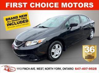 Welcome to First Choice Motors, the largest car dealership in Toronto of pre-owned cars, SUVs, and vans priced between $5000-$15,000. With an impressive inventory of over 300 vehicles in stock, we are dedicated to providing our customers with a vast selection of affordable and reliable options. <br><br>Were thrilled to offer a used 2014 Honda Civic LX, black color with 117,000km (STK#7296) This vehicle was $13490 NOW ON SALE FOR $11990. It is equipped with the following features:<br>- Manual Transmission<br>- Heated seats<br>- Bluetooth<br>- Power windows<br>- Power locks<br>- Power mirrors<br>- Air Conditioning<br><br>At First Choice Motors, we believe in providing quality vehicles that our customers can depend on. All our vehicles come with a 36-day FULL COVERAGE warranty. We also offer additional warranty options up to 5 years for our customers who want extra peace of mind.<br><br>Furthermore, all our vehicles are sold fully certified with brand new brakes rotors and pads, a fresh oil change, and brand new set of all-season tires installed & balanced. You can be confident that this car is in excellent condition and ready to hit the road.<br><br>At First Choice Motors, we believe that everyone deserves a chance to own a reliable and affordable vehicle. Thats why we offer financing options with low interest rates starting at 7.9% O.A.C. Were proud to approve all customers, including those with bad credit, no credit, students, and even 9 socials. Our finance team is dedicated to finding the best financing option for you and making the car buying process as smooth and stress-free as possible.<br><br>Our dealership is open 7 days a week to provide you with the best customer service possible. We carry the largest selection of used vehicles for sale under $9990 in all of Ontario. We stock over 300 cars, mostly Hyundai, Chevrolet, Mazda, Honda, Volkswagen, Toyota, Ford, Dodge, Kia, Mitsubishi, Acura, Lexus, and more. With our ongoing sale, you can find your dream car at a price you can afford. Come visit us today and experience why we are the best choice for your next used car purchase!<br><br>All prices exclude a $10 OMVIC fee, license plates & registration  and ONTARIO HST (13%)