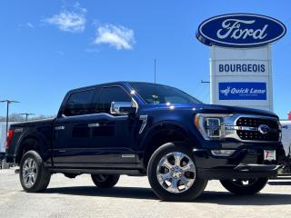 <b>Low Mileage, Leather Seats,  Cooled Seats,  Navigation,  Premium Audio,  360 Camera!</b><br> <br> Gear up for winter with Bourgeois Motors Ford! Throughout November, when you purchase, lease, or finance any in-stock new or pre-owned vehicle you can take advantage of our volume discount pricing on winter wheel and tire packages! Speak with your sales consultant to find out how you can get a grip on winter driving while keeping your cash in your pockets. Stay ahead of winter and your budget at Bourgeois Motors Ford! <br> <br> Compare at $72095 - Our Price is just $69995! <br> <br>   The Ford F-150 is for those who think a day off is just an opportunity to get more done. This  2022 Ford F-150 is fresh on our lot in Midland. <br> <br>The perfect truck for work or play, this versatile Ford F-150 gives you the power you need, the features you want, and the style you crave! With high-strength, military-grade aluminum construction, this F-150 cuts the weight without sacrificing toughness. The interior design is first class, with simple to read text, easy to push buttons and plenty of outward visibility. With productivity at the forefront of design, the F-150 makes use of every single component was built to get the job done right!This low mileage  Crew Cab 4X4 pickup  has just 29,500 kms. Its  antimatter blue metallic in colour  . It has a 10 speed automatic transmission and is powered by a  430HP 3.5L V6 Cylinder Engine.  This unit has some remaining factory warranty for added peace of mind. <br> <br> Our F-150s trim level is Platinum. Upgrading to this ultra premium Ford F-150 Platinum is a great choice as it comes fully loaded with premium features such as leather heated and cooled seats, satin chrome exterior accents, a proximity key with push button start, pro trailer backup assist and Ford Co-Pilot360 that features blind spot detection, evasion assist, pre-collision assist, parking sensors, automatic emergency braking and lane keep assist. Additional features include exclusive aluminum wheels, SYNC 4 with enhanced voice recognition featuring connected navigation, Apple CarPlay and Android Auto, FordPass Connect 4G LTE, adaptive cruise control, power adjustable pedals and running boards, a premium Bang and Oulfsen sound system with SiriusXM radio, cargo box lights, a smart device remote engine start, a heated leather steering wheel and a useful 360 degree view camera to help when backing out of tight spaces. This vehicle has been upgraded with the following features: Leather Seats,  Cooled Seats,  Navigation,  Premium Audio,  360 Camera,  Blind Spot Detection,  Apple Carplay. <br> To view the original window sticker for this vehicle view this <a href=http://www.windowsticker.forddirect.com/windowsticker.pdf?vin=1FTFW1ED7NFB72718 target=_blank>http://www.windowsticker.forddirect.com/windowsticker.pdf?vin=1FTFW1ED7NFB72718</a>. <br/><br> <br>To apply right now for financing use this link : <a href=https://www.bourgeoismotors.com/credit-application/ target=_blank>https://www.bourgeoismotors.com/credit-application/</a><br><br> <br/><br>At Bourgeois Motors Ford in Midland, Ontario, we proudly present the regions most expansive selection of used vehicles, ensuring youll find the perfect ride in our shared inventory. With a network of dealers serving Midland and Parry Sound, your ideal vehicle is within reach. Experience a stress-free shopping journey with our family-owned and operated dealership, where your needs come first. For over 78 years, weve been committed to serving Midland, Parry Sound, and nearby communities, building trust and providing reliable, quality vehicles. Discover unmatched value, exceptional service, and a legacy of excellence at Bourgeois Motors Fordwhere your satisfaction is our priority.Please note that our inventory is shared between our locations. To avoid disappointment and to ensure that were ready for your arrival, please contact us to ensure your vehicle of interest is waiting for you at your preferred location. <br> Come by and check out our fleet of 80+ used cars and trucks and 210+ new cars and trucks for sale in Midland.  o~o
