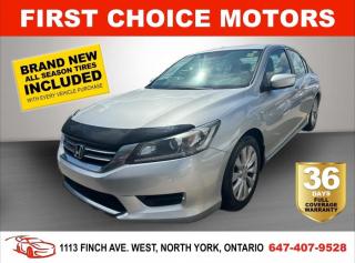 Welcome to First Choice Motors, the largest car dealership in Toronto of pre-owned cars, SUVs, and vans priced between $5000-$15,000. With an impressive inventory of over 300 vehicles in stock, we are dedicated to providing our customers with a vast selection of affordable and reliable options. <br><br>Were thrilled to offer a used 2013 Honda Accord LX, silver color with 142,000km (STK#7310) This vehicle was $14990 NOW ON SALE FOR $13990. It is equipped with the following features:<br>- Automatic Transmission<br>- Heated seats<br>- Bluetooth<br>- Reverse camera<br>- Alloy wheels<br>- Power windows<br>- Power locks<br>- Power mirrors<br>- Air Conditioning<br><br>At First Choice Motors, we believe in providing quality vehicles that our customers can depend on. All our vehicles come with a 36-day FULL COVERAGE warranty. We also offer additional warranty options up to 5 years for our customers who want extra peace of mind.<br><br>Furthermore, all our vehicles are sold fully certified with brand new brakes rotors and pads, a fresh oil change, and brand new set of all-season tires installed & balanced. You can be confident that this car is in excellent condition and ready to hit the road.<br><br>At First Choice Motors, we believe that everyone deserves a chance to own a reliable and affordable vehicle. Thats why we offer financing options with low interest rates starting at 7.9% O.A.C. Were proud to approve all customers, including those with bad credit, no credit, students, and even 9 socials. Our finance team is dedicated to finding the best financing option for you and making the car buying process as smooth and stress-free as possible.<br><br>Our dealership is open 7 days a week to provide you with the best customer service possible. We carry the largest selection of used vehicles for sale under $9990 in all of Ontario. We stock over 300 cars, mostly Hyundai, Chevrolet, Mazda, Honda, Volkswagen, Toyota, Ford, Dodge, Kia, Mitsubishi, Acura, Lexus, and more. With our ongoing sale, you can find your dream car at a price you can afford. Come visit us today and experience why we are the best choice for your next used car purchase!<br><br>All prices exclude a $10 OMVIC fee, license plates & registration  and ONTARIO HST (13%)