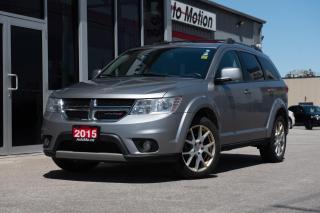 <p>Versatile and powerful, our 2015 Dodge Journey STX presented in Billet Silver Metallic Clearcoat makes a great addition to your family. Powered by a 3.6 Litre Pentastar V6 that offers 283hp tethered to a 4 Speed Automatic transmission for easy passing. This dynamic Front Wheel Drive crossover provides an impressive driving range and scores approximately 9.4L/100km out on the highway. Plus it looks impressive with 17-inch alloy wheels and a distinctive ring of fire LED taillights to accent the bold, muscular exterior of our STX while space is abundant in the seven-passenger cabin featuring premium soft-touch materials. Inside our STX, enjoy heated mirrors that stay free of frost and convenient keyless entry, pushbutton start, and deep-tinted glass. An 8.4-inch Uconnect touchscreen interface and steering-wheel-mounted audio and cruise controls keep you focused on the task at hand as you and your passengers enjoy a sound system with available satellite radio and an iPod/USB audio interface. With cavernous cargo space, you can pack everyone up and drive off into the sunset onto your next adventure. Packed with advanced technology from Dodge to help protect all occupants, our Journey acts as your family's bodyguard. Life is a Journey, not a destination. So get behind the wheel and enjoy the Journey. Save this Page and Call for Availability. We Know You Will Enjoy Your Test Drive Towards Ownership! Errors and omissions excepted Good Credit, Bad Credit, No Credit - All credit applications are 100% processed! Let us help you get your credit started or rebuilt with our experienced team of professionals. Good credit? Let us source the best rates and loan that suits you. Same day approval! No waiting! Experience the difference at Chatham's award winning Pre-Owned dealership 3 years running! All vehicles are sold certified and e-tested, unless otherwise stated. Helping people get behind the wheel since 1999! If we don't have the vehicle you are looking for, let us find it! All cars serviced through our onsite facility. Servicing all makes and models. We are proud to serve southwestern Ontario with quality vehicles for over 16 years! Can't make it in? No problem! Take advantage of our NO FEE delivery service! Chatham-Kent, Sarnia, London, Windsor, Essex, Leamington, Belle River, LaSalle, Tecumseh, Kitchener, Cambridge, waterloo, Hamilton, Oakville, Toronto and the GTA.</p>