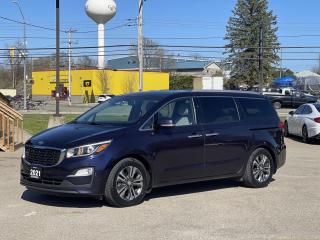 <div> Looking for the perfect family vehicle? Look no further than this stunning 2021 Kia Sedona SX in a sleek blue finish, now available at Easton Auto Sales! With its impressive features and pristine condition, this minivan is ready to elevate your driving experience.</div><br /><div><br></div><br /><div> Key Features:</div><br /><div>- Power sliding doors for easy access</div><br /><div>- Heated seats and steering wheel for ultimate comfort</div><br /><div>- Blind zone alert to enhance safety</div><br /><div>- Sunroof for a touch of luxury</div><br /><div>- Apple CarPlay and Android Auto for seamless connectivity</div><br /><div>- Power seats for personalized comfort</div><br /><div>- New tires, plus winter tires on rims included</div><br /><div>- Local one-owner trade, ensuring quality and reliability</div><br /><div>- Mileage: 130,000km</div><br /><div><br></div><br /><div> Conveniently located just seconds from the 401 in Gananoque, and only minutes away from Kingston and Brockville, Easton Auto Sales is your trusted destination for top-quality used vehicles. As an OMVIC Certified and UCDA member, you can shop with confidence knowing youre in good hands.</div><br /><div><br></div><br /><div> Dont miss out on this incredible opportunity! Call us today at 613-561-5172 to schedule a test drive and experience the excellence of the 2021 Kia Sedona SX for yourself. Hurry, it wont last long!</div>
