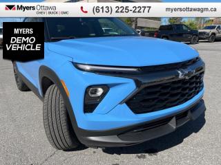 <b>Heated Seats, Heated Steering Wheel, Blind Spot Detection, Remote Start, Apple CarPlay, Android Auto, Lane Departure Warning, Cruise Control, Air Conditioning</b><br>  <br> <br>  Wherever you are off to, this Trailblazer will lead the way. <br> <br>After a long day of work, you need a car to work just as hard for you. With a surprisingly spacious cabin, plenty of power, and incredible efficiency, this Trailblazer is begging to be in your squad. When its time to grab the crew and all their gear to make some memories, this versatile and adventurous Trailblazer is an obvious choice.<br> <br> This fountain blu SUV  has an automatic transmission and is powered by a  155HP 1.3L 3 Cylinder Engine.<br> <br> Our Trailblazers trim level is RS. This Trailblazer RS trim steps things up with Evotex seating upholstery, a Cold Weather Package that adds heated driver and front passenger seats and a heated steering wheel, and also includes blind spot detection and rear cross traffic alert with rear park assist. Its also loaded with great standard features like an 11-inch diagonal HD infotainment screen with wireless Apple and Android Auto, Wi-Fi Hotspot capability, SiriusXM satellite radio, and an 8-inch digital drivers display. Safety features also include automatic emergency braking, front pedestrian braking, lane keeping assist with lane departure warning, following distance indication, forward collision alert, and IntelliBeam high beam assistance. This vehicle has been upgraded with the following features: Sunroof, Power Liftgate.  This is a demonstrator vehicle driven by a member of our staff, so we can offer a great deal on it.<br><br> <br>To apply right now for financing use this link : <a href=https://creditonline.dealertrack.ca/Web/Default.aspx?Token=b35bf617-8dfe-4a3a-b6ae-b4e858efb71d&Lang=en target=_blank>https://creditonline.dealertrack.ca/Web/Default.aspx?Token=b35bf617-8dfe-4a3a-b6ae-b4e858efb71d&Lang=en</a><br><br> <br/> See dealer for details. <br> <br><br> Come by and check out our fleet of 40+ used cars and trucks and 150+ new cars and trucks for sale in Ottawa.  o~o
