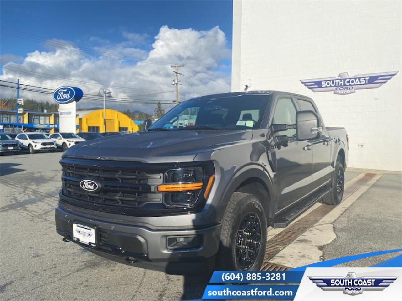 <b>FX4 Off-Road Package, 18 Aluminum Wheels, XLT Black Appearance Package, Tow Package, Power Sliding Rear Window!</b><br> <br>   The Ford F-150 is for those who think a day off is just an opportunity to get more done. <br> <br>Just as you mould, strengthen and adapt to fit your lifestyle, the truck you own should do the same. The Ford F-150 puts productivity, practicality and reliability at the forefront, with a host of convenience and tech features as well as rock-solid build quality, ensuring that all of your day-to-day activities are a breeze. Theres one for the working warrior, the long hauler and the fanatic. No matter who you are and what you do with your truck, F-150 doesnt miss.<br> <br> This carbonized grey metallic Crew Cab 4X4 pickup   has a 10 speed automatic transmission and is powered by a  400HP 5.0L 8 Cylinder Engine.<br> <br> Our F-150s trim level is XLT. This XLT trim steps things up with running boards, dual-zone climate control and a 360 camera system, along with great standard features such as class IV tow equipment with trailer sway control, remote keyless entry, cargo box lighting, and a 12-inch infotainment screen powered by SYNC 4 featuring voice-activated navigation, SiriusXM satellite radio, Apple CarPlay, Android Auto and FordPass Connect 5G internet hotspot. Safety features also include blind spot detection, lane keep assist with lane departure warning, front and rear collision mitigation and automatic emergency braking. This vehicle has been upgraded with the following features: Fx4 Off-road Package, 18 Aluminum Wheels, Xlt Black Appearance Package, Tow Package, Power Sliding Rear Window. <br><br> View the original window sticker for this vehicle with this url <b><a href=http://www.windowsticker.forddirect.com/windowsticker.pdf?vin=1FTFW3L52RKE31314 target=_blank>http://www.windowsticker.forddirect.com/windowsticker.pdf?vin=1FTFW3L52RKE31314</a></b>.<br> <br>To apply right now for financing use this link : <a href=https://www.southcoastford.com/financing/ target=_blank>https://www.southcoastford.com/financing/</a><br><br> <br/> Total  cash rebate of $8000 is reflected in the price. Credit includes $8,000 Delivery Allowance.  5.99% financing for 84 months. <br> Buy this vehicle now for the lowest bi-weekly payment of <b>$476.59</b> with $0 down for 84 months @ 5.99% APR O.A.C. ( Plus applicable taxes -  $595 Administration Fee included    / Total Obligation of $86739  ).  Incentives expire 2024-12-02.  See dealer for details. <br> <br>Call South Coast Ford Sales or come visit us in person. Were convenient to Sechelt, BC and located at 5606 Wharf Avenue. and look forward to helping you with your automotive needs. <br><br> Come by and check out our fleet of 20+ used cars and trucks and 80+ new cars and trucks for sale in Sechelt.  o~o