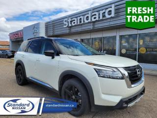 <b>Cooled Seats,  Bose Premium Audio,  HUD,  Wireless Charging,  Sunroof!</b><br> <br>  Compare at $53277 - Our Price is just $52189! <br> <br>   Designed for versatility, this 2023 Pathfinder has all the adventure ready tech your active family needs. This  2023 Nissan Pathfinder is fresh on our lot in Swift Current. <br> <br>With all the latest safety features, all the latest innovations for capability, and all the latest connectivity and style features you could want, this 2023 Nissan Pathfinder is ready for every adventure. Whether its the urban city-scape, or the backcountry trail, this 2023 Pathfinder was designed to tackle it with grace. If you have an active family, they deserve all the comfort, style, and capability of the 2023 Nissan Pathfinder.This  SUV has 42,688 kms. Its  tone pearl wh in colour  . It has a 9 speed automatic transmission and is powered by a  284HP 3.5L V6 Cylinder Engine. <br> <br> Our Pathfinders trim level is Platinum. This Pathfinder Platinum trim adds top of the line comfort features such as a heads up display, Bose Premium Audio System, wireless AppleCarplay and Android Auto, heated and cooled quilted leather trimmed seats, and heated second row captains chairs. This family SUV is ready for the city or the trail with modern features such as NissanConnect with navigation, touchscreen, and voice command, Apple CarPlay and Android Auto, paddle shifters, Class III towing equipment with hitch sway control, automatic locking hubs, a 120V outlet, alloy wheels, automatic LED headlamps, and fog lamps. Keep your family safe and comfortable with a heated leather steering wheel, driver memory settings, a dual row sunroof, a proximity key with proximity cargo access, smart device remote start, power liftgate, collision mitigation, lane keep assist, blind spot intervention, front and rear parking sensors, and a 360 degree camera. This vehicle has been upgraded with the following features: Cooled Seats,  Bose Premium Audio,  Hud,  Wireless Charging,  Sunroof,  Navigation,  Heated Seats. <br> <br>To apply right now for financing use this link : <a href=https://www.standardnissan.ca/finance/apply-for-financing/ target=_blank>https://www.standardnissan.ca/finance/apply-for-financing/</a><br><br> <br/><br>Why buy from Standard Nissan in Swift Current, SK? Our dealership is owned & operated by a local family that has been serving the automotive needs of local clients for over 110 years! We rely on a reputation of fair deals with good service and top products. With your support, we are able to give back to the community. <br><br>Every retail vehicle new or used purchased from us receives our 5-star package:<br><ul><li>*Platinum Tire & Rim Road Hazzard Coverage</li><li>**Platinum Security Theft Prevention & Insurance</li><li>***Key Fob & Remote Replacement</li><li>****$20 Oil Change Discount For As Long As You Own Your Car</li><li>*****Nitrogen Filled Tires</li></ul><br>Buyers from all over have also discovered our customer service and deals as we deliver all over the prairies & beyond!#BetterTogether<br> Come by and check out our fleet of 40+ used cars and trucks and 40+ new cars and trucks for sale in Swift Current.  o~o