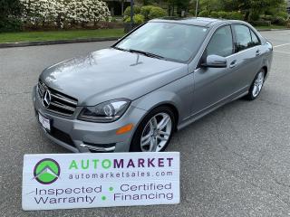 IN BRAND NEW CONDITION, LOCAL ONE OWNER CAR, LOADED 4MATIC AWD, SUMMER DRIVEN ONLY, LOADED UP, GREAT FINANCING, FREE WARRANTY, INSPECTED W/BCAA MEMBERSHIP!<br /><br />Welcome to the Automarket, your community Financing Dealership of "YES". We are featuring a practically brand new C300 4Matic AWD Mecedes with Heated Leatherette, Power Glass Moonroof, Alloy Wheels, Bluetooth Thelephone and all of the Power Options including Memory Seats etc. <br /><br />This is a Local car that has not been driven in the winter as the previous owner spent the winters in Palm Desert. Carfax shows excellent service history and we have some of the records to substantiate that.<br /><br />Having been fully inspected, we know that the Tires are 80% New and the Brakes are 80% New as well. There have only been two small claims that were cosmetic by nature.<br /><br />This is such a rarity to find such a low mileage car, it's like getting a new car for the price of a used one.<br /><br />2 LOCATIONS TO SERVE YOU, BE SURE TO CALL FIRST TO CONFIRM WHERE THE VEHICLE IS PARKED<br />WHITE ROCK 604-542-4970 LANGLEY 604-533-1310 OWNER'S CELL 604-649-0565<br /><br />We are a family owned and operated business since 1983 and we are committed to offering outstanding vehicles backed by exceptional customer service, now and in the future.<br />What ever your specific needs may be, we will custom tailor your purchase exactly how you want or need it to be. All you have to do is give us a call and we will happily walk you through all the steps with no stress and no pressure.<br />WE ARE THE HOUSE OF YES?<br />ADDITIONAL BENFITS WHEN BUYING FROM SK AUTOMARKET:<br />ON SITE FINANCING THROUGH OUR 17 AFFILIATED BANKS AND VEHICLE FINANCE COMPANIES<br />IN HOUSE LEASE TO OWN PROGRAM.<br />EVRY VEHICLE HAS UNDERGONE A 120 POINT COMPREHENSIVE INSPECTION<br />EVERY PURCHASE INCLUDES A FREE POWERTRAIN WARRANTY<br />EVERY VEHICLE INCLUDES A COMPLIMENTARY BCAA MEMBERSHIP FOR YOUR SECURITY<br />EVERY VEHICLE INCLUDES A CARFAX AND ICBC DAMAGE REPORT<br />EVERY VEHICLE IS GUARANTEED LIEN FREE<br />DISCOUNTED RATES ON PARTS AND SERVICE FOR YOUR NEW CAR AND ANY OTHER FAMILY CARS THAT NEED WORK NOW AND IN THE FUTURE.<br />36 YEARS IN THE VEHICLE SALES INDUSTRY<br />A+++ MEMBER OF THE BETTER BUSINESS BUREAU<br />RATED TOP DEALER BY CARGURUS 2 YEARS IN A ROW<br />MEMBER IN GOOD STANDING WITH THE VEHICLE SALES AUTHORITY OF BRITISH COLUMBIA<br />MEMBER OF THE AUTOMOTIVE RETAILERS ASSOCIATION<br />COMMITTED CONTRIBUTER TO OUR LOCAL COMMUNITY AND THE RESIDENTS OF BC<br /><br /> This vehicle has been Fully Inspected, Certified and Qualifies for Our Free Extended Warranty.Don't forget to ask about our Great Finance and Lease Rates. We also have a Options for Buy Here Pay Here and Lease to Own for Good Customers in Bad Situations. 2 locations to help you, White Rock and Langley. Be sure to call before you come to confirm the vehicles location and availability or look us up at www.automarketsales.com. White Rock 604-542-4970 and Langley 604-533-1310. Serving Surrey, Delta, Langley, Richmond, Vancouver, all of BC and western Canada. Financing & leasing available. CALL SK AUTOMARKET LTD. 6045424970. Call us toll-free at 1 877 813-6807. $495 Documentation fee and applicable taxes are in addition to advertised prices.<br />LANGLEY LOCATION DEALER# 40038<br />S. SURREY LOCATION DEALER #9987<br />