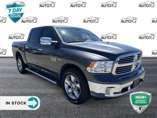 Gray 2017 Ram 1500 SLT 4D Crew Cab HEMI 5.7L V8 VVT 8-Speed Automatic 4WD 7 Customizable Cluster Display, 8.4 Touchscreen, 9 Alpine Speakers w/Subwoofer, A/C w/Dual-Zone Automatic Temperature Control, Anti-Spin Differential Rear Axle, Auto-Dimming Exterior Driver Mirror, Auto-Dimming Rear-View Mirror, Big Horn Badge, Bright Dual Rear Exhaust Tips, Bright Exterior Mirrors, Bright Grille w/Bright Billets, Bright Power Fold Heated Mirrors w/Signals, Bright Tubular Side Steps, Comfort Group, Electric Shift-On-Demand Transfer Case, Exterior Mirrors w/Courtesy Lamps, Exterior Mirrors w/Turn Signals, Fog Lamps, Front Heated Seats, Glove Box Lamp, GPS Antenna Input, GPS Navigation, Hands-Free Comm w/Bluetooth, Heated Steering Wheel, Humidity Sensor, Leather-Wrapped Steering Wheel, Luxury Group, Media Hub w/USB & Aux Input Jack, Overhead Console/Garage Door Opener, ParkView Rear Back-Up Camera, Pickup Box Lighting, Power Folding Exterior Mirrors, Quick Order Package 26X Big Horn, Radio: Uconnect 3C Nav w/8.4 Display, Rear Dome Lamp w/On/Off Switch, Remote Start & Security Alarm Group, Remote Start System, Security Alarm, SiriusXM Satellite Radio, Steering Wheel-Mounted Audio Controls, Sun Visors w/Illuminated Vanity Mirrors, Tow Hooks, Underhood Lamp, Universal Garage Door Opener, Wheels: 20 x 8 Chrome-Clad Aluminum.<p> </p>

<h4>VALUE+ CERTIFIED PRE-OWNED VEHICLE</h4>

<p>36-point Provincial Safety Inspection<br />
172-point inspection combined mechanical, aesthetic, functional inspection including a vehicle report card<br />
Warranty: 30 Days or 1500 KMS on mechanical safety-related items and extended plans are available<br />
Complimentary CARFAX Vehicle History Report<br />
2X Provincial safety standard for tire tread depth<br />
2X Provincial safety standard for brake pad thickness<br />
7 Day Money Back Guarantee*<br />
Market Value Report provided<br />
Complimentary 3 months SIRIUS XM satellite radio subscription on equipped vehicles<br />
Complimentary wash and vacuum<br />
Vehicle scanned for open recall notifications from manufacturer</p>

<p>SPECIAL NOTE: This vehicle is reserved for AutoIQs retail customers only. Please, No dealer calls. Errors & omissions excepted.</p>

<p>*As-traded, specialty or high-performance vehicles are excluded from the 7-Day Money Back Guarantee Program (including, but not limited to Ford Shelby, Ford mustang GT, Ford Raptor, Chevrolet Corvette, Camaro 2SS, Camaro ZL1, V-Series Cadillac, Dodge/Jeep SRT, Hyundai N Line, all electric models)</p>

<p>INSGMT</p>