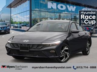 <b>Sunroof,  Heated Steering Wheel,  Lane Keep Assist,  Heated Seats,  Android Auto!</b><br> <br> <br> <br>  This 2024 Elantra is bringing the classic sedan back with bold, edgy, forward-thinking design. <br> <br>This 2024 Elantra was made to be the sharpest compact sedan on the road. With tons of technology packed into the spacious and comfortable interior, along with bold and edgy styling inside and out, this family sedan makes the unexpected your daily driver. <br> <br> This abyss black sedan  has an automatic transmission and is powered by a  147HP 2.0L 4 Cylinder Engine.<br> <br> Our Elantras trim level is Preferred IVT w/Tech Pkg. This Tech Package adds a sunroof, a heated steering wheel, and a few more subtle tech features. This Preferred Elantra is a great choice if you want a more convenient car that comes with proximity keys that allow hands free cargo access, and a safer drive with blind spot and rear collision assist. This Elantra is also equipped with an advanced safety suite including lane keep assist, forward collision assist, driver monitoring, and automatic high beams. The incredible feature list continues with heated power seats for comfort while voice activated, touch screen infotainment including wireless connectivity with Android Auto, Apple CarPlay, and Bluetooth keeps you connected. Aluminum wheels and gorgeous styling make sure you stand out in a crowd while heated power side mirrors, remote keyless entry, and a rear view camera make every day easier. This vehicle has been upgraded with the following features: Sunroof,  Heated Steering Wheel,  Lane Keep Assist,  Heated Seats,  Android Auto,  Apple Carplay,  Aluminum Wheels. <br><br> <br/> See dealer for details. <br> <br><br> Come by and check out our fleet of 30+ used cars and trucks and 90+ new cars and trucks for sale in Ottawa.  o~o