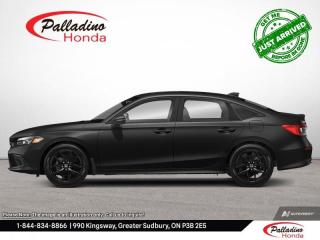<b>Sunroof,  Heated Steering Wheel,  Android Auto,  Heated Seats,  Apple CarPlay!</b><br> <br>    With modern technology and the features youd expect from a 2022 sedan, this all-new Honda Civic still gives you the classic warm feeling that the Civic is known for. This  2022 Honda Civic Sedan is fresh on our lot in Sudbury. <br> <br>The quintessential Honda Civic has always prided itself on being a practical sedan that not only gets you there, but does it effortlessly and in classic style. This all-new 2022 Honda Civic is no different and will not disappoint, boasting a spacious and a bright cabin that has been carefully crafted to reduce noise while giving you a more premium ride. Whether this is your first car, your last car or something inbetween, the Honda Civic offers a sporty look and the specs to back it up.This  sedan has 50,598 kms. Its  crystal black pearl in colour  . It has an automatic transmission and is powered by a  2.0L I4 16V MPFI DOHC engine. <br> <br> Our Civic Sedans trim level is Sport. This Sport trim adds a gorgeous sunroof above synthetic leather seats and a heated steering wheel for open air experiences while a chrome tailpipe, aluminum pedals, and aggressive styling offer a performance driven appearance. Every Civic comes with an amazing safety suite including collision mitigation, lane keep assist, road departure mitigation, traffic sign recognition, adaptive cruise with low speed follow, blind spot monitoring, and traffic jam assist. Additional tech features come in the infotainment system, including Android Auto, Apple CarPlay, touchscreen controls, Bluetooth, and Siri Eyes Free. Other great features include heated seats for comfort, a high tech driver information center, proximity keys, remote start, and LED lighting with automatic high beams.<br> This vehicle has been upgraded with the following features: Sunroof,  Heated Steering Wheel,  Android Auto,  Heated Seats,  Apple Carplay,  Lane Keep Assist,  Blind Spot Monitoring. <br> <br>To apply right now for financing use this link : <a href=https://www.palladinohonda.com/finance/finance-application target=_blank>https://www.palladinohonda.com/finance/finance-application</a><br><br> <br/><br>Palladino Honda is your ultimate resource for all things Honda, especially for drivers in and around Sturgeon Falls, Elliot Lake, Espanola, Alban, and Little Current. Our dealership boasts a vast selection of high-class, top-quality Honda models, as well as expert financing advice and impeccable automotive service. These factors arent what set us apart from other dealerships, though. Rather, our uncompromising customer service and professionalism make every experience unforgettable, and keeps drivers coming back. The advertised price is for financing purchases only. All cash purchases will be subject to an additional surcharge of $2,501.00. This advertised price also does not include taxes and licensing fees.<br> Come by and check out our fleet of 100+ used cars and trucks and 60+ new cars and trucks for sale in Sudbury.  o~o