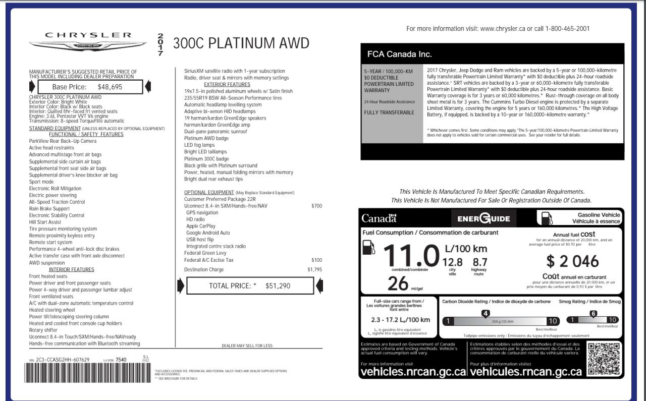 2017 Chrysler 300 300C PLATINUM AWD+New Tires+ApplePlay+AccidentFree - Photo #12