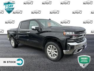 Black 2020 Chevrolet Silverado 1500 LTZ 4D Crew Cab EcoTec3 5.3L V8 8-Speed Automatic 4WD 8-Speed Automatic, 4WD, Jet Black Leather, 10-Way Power Driver Seat w/Lumbar, 10-Way Power Passenger Seat Adjuster w/Lumbar, 120-Volt Bed Mounted Power Outlet, 120-Volt Instrument Panel Power Outlet, 12-Volt Rear Auxiliary Power Outlet, 2 USB Ports (First Row), 2nd Row Heated Outboard Seats, 4.2 Diagonal Colour Display Driver Info Centre, 4G LTE Wi-Fi Hot Spot Capable, 6-Speaker Audio System, Adaptive Cruise Control - Camera, Advanced Trailering System, Auto-Dimming Inside Rear-View Mirror, Automatic Emergency Braking, Auxiliary External Transmission Oil Cooler, Bluetooth® For Phone, Chevrolet Connected Access Capable, Chrome Grille, Chrome Mirror Caps, Colour-Keyed Carpeting Floor Covering, Compass, Deep-Tinted Glass, Driver Memory, Electric Rear-Window Defogger, Electrical Lock Control Steering Column, Electronic Cruise Control, EZ Lift Power Lock & Release Tailgate, Floor-Mounted Centre Console, Following Distance Indicator, Forward Collision Alert, Front Bucket Seats, Front Frame-Mounted Black Recovery Hooks, Front LED Fog Lamps, Front Pedestrian Braking, Front Rubberized Vinyl Floor Mats, HD Radio, HD Rear Vision Camera, Heated Driver & Front Outboard Passenger Seats, Heated Steering Wheel, Heavy-Duty Rear Locking Differential, Hitch Guidance, Hitch Guidance w/Hitch View, Integrated Trailer Brake Controller, IntelliBeam Automatic High Beam On/Off, Keyless Open & Start, Lane Change Alert w/Side Blind Zone Alert, Lane Keep Assist w/Lane Departure Warning, Leather Wrapped Steering Wheel, LED Cargo Area Lighting, LTZ Convenience Package, LTZ Convenience Package II, LTZ Premium Package, Manual Tilt/Telescoping Steering Column, OnStar & Chevrolet Connected Services Capable, Outside Heated Power-Adjustable Mirrors, Perimeter Lighting, Power Door Locks, Power Front Passenger Windows w/Express Up/Down, Power Front Windows w/Driver Express Up/Down, Power Rear Windows w/Express Down, Power Sliding Rear Window w/Rear Defogger, Power Sunroof, Power Tailgate, Preferred Equipment Group 1LZ, Premium Bose 7-Speaker Sound System, Radio: Chevrolet Infotainment 3 Premium System, Rear Cross Traffic Alert, Rear Dual USB Charging-Only Ports, Rear Rubberized-Vinyl Floor Mats, Rear Wheelhouse Liners, Remote Vehicle Starter System, Safety Alert Seat, Safety Package, Safety Package II, SiriusXM w/360L, Steering Wheel Audio Controls, Theft Deterrent System (Unauthorized Entry), Trailering Package, Ultrasonic Front & Rear Park Assist, Universal Home Remote, Up-Level Rear Seat w/Storage Package, Ventilated Driver & Front Passenger Seats, Wireless Charging.<p> </p>

<h4>VALUE+ CERTIFIED PRE-OWNED VEHICLE</h4>

<p>36-point Provincial Safety Inspection<br />
172-point inspection combined mechanical, aesthetic, functional inspection including a vehicle report card<br />
Warranty: 30 Days or 1500 KMS on mechanical safety-related items and extended plans are available<br />
Complimentary CARFAX Vehicle History Report<br />
2X Provincial safety standard for tire tread depth<br />
2X Provincial safety standard for brake pad thickness<br />
7 Day Money Back Guarantee*<br />
Market Value Report provided<br />
Complimentary 3 months SIRIUS XM satellite radio subscription on equipped vehicles<br />
Complimentary wash and vacuum<br />
Vehicle scanned for open recall notifications from manufacturer</p>

<p>SPECIAL NOTE: This vehicle is reserved for AutoIQs retail customers only. Please, No dealer calls. Errors & omissions excepted.</p>

<p>*As-traded, specialty or high-performance vehicles are excluded from the 7-Day Money Back Guarantee Program (including, but not limited to Ford Shelby, Ford mustang GT, Ford Raptor, Chevrolet Corvette, Camaro 2SS, Camaro ZL1, V-Series Cadillac, Dodge/Jeep SRT, Hyundai N Line, all electric models)</p>

<p>INSGMT</p>