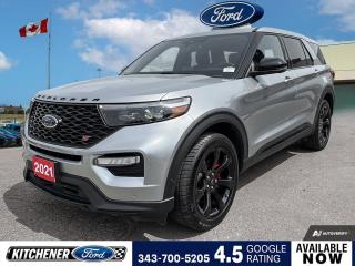 Silver 2021 Ford Explorer ST 4D Sport Utility 3.0L EcoBoost V6 10-Speed Automatic 4WD 4WD, 10.1 LCD Capacitive Portrait Touchscreen, 12 Speakers, 2 Additional Speakers, 2nd Row 35/30/35 Bench w/E-Z Entry & Armrest, 3.58 Non-Limited Slip Rear Axle, 3rd row seats: bench, 4-Wheel Disc Brakes, ABS brakes, Air Conditioning, Alloy wheels, AM/FM radio: SiriusXM, Auto High-beam Headlights, Auto-dimming door mirrors, Auto-dimming Rear-View mirror, Automatic temperature control, Black Carpet Floor Mats w/City Silver Stitching, Block heater, Brake assist, Bumpers: body-colour, Compass, Delay-off headlights, Driver door bin, Driver vanity mirror, Dual front impact airbags, Dual front side impact airbags, Electronic Stability Control, Emergency communication system: SYNC 3 911 Assist, Equipment Group 401A High Package, Four wheel independent suspension, Front anti-roll bar, Front Bucket Seats, Front dual zone A/C, Front fog lights, Front reading lights, Fully automatic headlights, Garage door transmitter: Homelink, Heated door mirrors, Heated front seats, Heated rear seats, Heated steering wheel, Illuminated entry, Knee airbag, Leather Heated & Ventilated Sport Captains Chairs, Leather steering wheel, Low tire pressure warning, Memory seat, Multicontour Seats w/Active Motion, Occupant sensing airbag, Outside temperature display, Overhead airbag, Overhead console, Panic alarm, Passenger door bin, Passenger vanity mirror, Performance Front & Rear Brakes, Power door mirrors, Power driver seat, Power Liftgate, Power passenger seat, Power steering, Power windows, Premium Technology Package, Radio data system, Radio: B&O Sound System by Bang & Olufsen, Rain sensing wipers, Rear air conditioning, Rear anti-roll bar, Rear reading lights, Rear window defroster, Rear window wiper, Red Painted Brake Calipers, Remote keyless entry, Security system, Speed control, Speed-sensing steering, Speed-Sensitive Wipers, Split folding rear seat, Spoiler, Sport steering wheel, ST Street Pack, Steering wheel memory, Steering wheel mounted audio controls, SYNC 3 Communications & Entertainment System, SYNC 3/Apple CarPlay/Android Auto, Tachometer, Telescoping steering wheel, Tilt steering wheel, Traction control, Trip computer, Turn signal indicator mirrors, Twin-Panel Moonroof, Variably intermittent wipers, Ventilated front seats, Wheels: 21 Aluminum.


Reviews:
  * On power, technology, and drivetrain smoothness, the Explorer tends to impress owners. The high-torque engine options and 10-speed automatic work seamlessly together, and the wide array of high-tech features are approachable and easy to use. The high-performing ST model is a pleasing drive with plenty of power and agility, making it a satisfying option, according to sportier drivers. Source: autoTRADER.ca