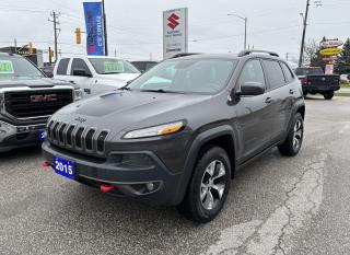 The 2015 Jeep Cherokee Trailhawk 4x4 is the ultimate combination of style, performance, and convenience. This versatile SUV offers a spacious leather interior, complete with a panoramic roof to take in the stunning views on your journeys. With the added bonus of navigation and a rearview camera, youll never have to worry about getting lost or parking in tight spaces again. And with Bluetooth connectivity, you can stay connected while on the go. The powerful 4x4 engine ensures a smooth and efficient ride, making it perfect for both city and off-road adventures. Dont let this opportunity pass you by – the 2015 Jeep Cherokee Trailhawk 4x4 is waiting for you to take on the road ahead. Upgrade your driving experience and make every trip an unforgettable one.

G. D. Coates - The Original Used Car Superstore!
 
  Our Financing: We have financing for everyone regardless of your history. We have been helping people rebuild their credit since 1973 and can get you approvals other dealers cant. Our credit specialists will work closely with you to get you the approval and vehicle that is right for you. Come see for yourself why were known as The Home of The Credit Rebuilders!
 
  Our Warranty: G. D. Coates Used Car Superstore offers fully insured warranty plans catered to each customers individual needs. Terms are available from 3 months to 7 years and because our customers come from all over, the coverage is valid anywhere in North America.
 
  Parts & Service: We have a large eleven bay service department that services most makes and models. Our service department also includes a cleanup department for complete detailing and free shuttle service. We service what we sell! We sell and install all makes of new and used tires. Summer, winter, performance, all-season, all-terrain and more! Dress up your new car, truck, minivan or SUV before you take delivery! We carry accessories for all makes and models from hundreds of suppliers. Trailer hitches, tonneau covers, step bars, bug guards, vent visors, chrome trim, LED light kits, performance chips, leveling kits, and more! We also carry aftermarket aluminum rims for most makes and models.
 
  Our Story: Family owned and operated since 1973, we have earned a reputation for the best selection, the best reconditioned vehicles, the best financing options and the best customer service! We are a full service dealership with a massive inventory of used cars, trucks, minivans and SUVs. Chrysler, Dodge, Jeep, Ford, Lincoln, Chevrolet, GMC, Buick, Pontiac, Saturn, Cadillac, Honda, Toyota, Kia, Hyundai, Subaru, Suzuki, Volkswagen - Weve Got Em! Come see for yourself why G. D. Coates Used Car Superstore was voted Barries Best Used Car Dealership!