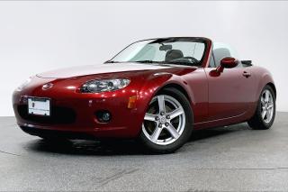 This 2007 Mazda MX-5 GX comes in Copper Red Mica, with Black Cloth Interior. Equipped with dual cup holder, Air Conditioning, Power Door Locks, Speed Sensing Audio Volume System and additional  features. This vehicle is BC Local!  Porsche Center Langley has been honored with the prestigious Porsche Premier Dealer Award for 7 consecutive years. Conveniently located near Highway 1 in beautiful Langley, British Columbia. Open Road provides appealing finance and lease options tailored to meet your specific needs. Contact one of our highly trained Sales Executives for further assistance. Please note that additional fees, including a $495 documentation fee &  a $490 dealer prep fee, apply to all pre owned vehicles.