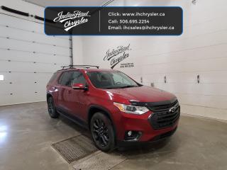 <b>Navigation,  Leather Seats,  Heated Seats,  Power Liftgate,  Remote Start!</b><br> <br>  Hot Deal! Weve marked this unit down $2902 from its regular price of $42897.   From a last-minute day trip with your family to a solo weekend getaway, this Chevrolet Traverse has your journey covered. This  2020 Chevrolet Traverse is fresh on our lot in Indian Head. <br> <br>Whatever you need to do and wherever you need to go, this Chevy Traverse has the capability to get it done. A closer look reveals this big crossover offers something for everyone like a spacious interior, impressive cargo space, and upscale amenities. Its all wrapped up around a richly refined interior and boldly styled exterior that make this Chevy Traverse hard to resist. Have a lot of stuff to carry? Go ahead and load it up. The Chevrolet Traverse offers best-in-class cargo volume so theres plenty of room for your things. Not to mention, available hidden storage compartments are there for when you want to keep items tucked away. This  SUV has 75,511 kms. Its  red in colour  . It has a 9 speed automatic transmission and is powered by a  310HP 3.6L V6 Cylinder Engine.  It may have some remaining factory warranty, please check with dealer for details. <br> <br> Our Traverses trim level is RS. This Traverse RS adds some amazing features like built in navigation, leather heated seats, a 360 degree camera, Bose premium audio, a power liftgate, blind zone monitoring with lane change alert and rear park assist, remote engine start, a leather steering wheel, SiriusXM, front fog lamps and universal home remote over the lower LT trim. Additional equipment also includes a larger 8 inch touchscreen infotainment system with Apple CarPlay and Android Auto compatibility, voice command, USB plug-ins and bluetooth streaming audio, 4G LTE, keyless remote entry, a rear mirror camera, steering wheel cruise and audio controls and Teen Driver technology. It even comes with tri zone automatic climate control, StabiliTrak electronic stability and traction control, larger aluminum wheels, heated power side mirrors, HID headlamps, LED daytime running lights, and active aero shutters plus much more! This vehicle has been upgraded with the following features: Navigation,  Leather Seats,  Heated Seats,  Power Liftgate,  Remote Start,  Aluminum Wheels,  Android Auto. <br> <br>To apply right now for financing use this link : <a href=https://www.indianheadchrysler.com/finance/ target=_blank>https://www.indianheadchrysler.com/finance/</a><br><br> <br/><br>At Indian Head Chrysler Dodge Jeep Ram Ltd., we treat our customers like family. That is why we have some of the highest reviews in Saskatchewan for a car dealership!  Every used vehicle we sell comes with a limited lifetime warranty on covered components, as long as you keep up to date on all of your recommended maintenance. We even offer exclusive financing rates right at our dealership so you dont have to deal with the banks.
You can find us at 501 Johnston Ave in Indian Head, Saskatchewan-- visible from the TransCanada Highway and only 35 minutes east of Regina. Distance doesnt have to be an issue, ask us about our delivery options!

Call: 306.695.2254<br> Come by and check out our fleet of 40+ used cars and trucks and 80+ new cars and trucks for sale in Indian Head.  o~o