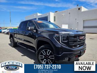 The 2024 GMC Sierra 1500 Crew AT4 4WD redefines the standards of a full-size pickup truck by blending power with cutting-edge technology and premium features. <br> Equipped with a Duramax 3.0L Diesel engine and 10-speed automatic transmission, it provides both power and efficiency, while the premium infotainment keeps you well connected. <br> 
Plus, enjoy unparalleled versatility with the GMC MultiPro Tailgate. This model is enhanced with a comprehensive technology package that includes a rear camera mirror, providing a broader, less obstructed view than a traditional rearview mirror. The head-up display projects vital driving information directly onto the windshield, allowing drivers to maintain focus on the road ahead. <br> 
Additionally, a bed camera enhances visibility and convenience for handling cargo, making it easier to monitor and manage loads in the truck bed. <br>
The power sunroof adds an element of luxury and enjoyment, offering fresh air and sunlight at the touch of a button, creating a more open and inviting cabin atmosphere.<br>
<br>
<br>
Key Features:<br>
<br>
Duramax 3.0 L Turbo Diesel engine <br>  
10-speed Automatic Transmission <br>
Technology Package <br> 
Automatic Emergency Braking <br>
Forward Collision Alert <br>
Lane Keep Assist <br>
Lane Departure Warning <br>
Trailer Side Blind Zone Alert <br>
Front and Rear Park Assist with Dual Cameras <br>
Rear Cross Traffic and Pedestrian Alert <br>
Head-up display, and bed camera.<br>
4WD with auto locking RR Differential <br> 
Tire Pressure Monitoring <br>
X31 Off-Road Suspension <br>
Premium Infotainment System with Android Auto and Apple CarPlay <br>
Heated and Ventilated Front Seats <br> 
Wireless Charging <br>
Heated Steering Wheel <br>
GMC MultiPro Tailgate <br>
AT4 Premium Package <br>
Tri-Fold Hard Tonneau Cover <br>
Power Sunroof <br>
20-Inch Aluminum Wheels <br>
Cargo Convenience Package <br>
Tailgate Step <br>