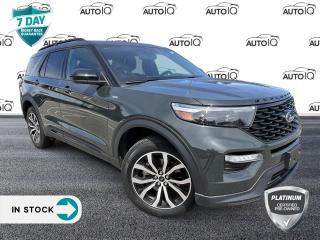 Recent Arrival!<br><br><br>Remote Start, New Tires, New Brakes, 4WD, 12 Speakers, 20 Machined-Aluminum Wheels, Air Conditioning, Auto High-beam Headlights, Exterior Parking Camera Rear, Four wheel independent suspension, Front Bucket Seats, Front dual zone A/C<br><br>Fully automatic headlights, Heated ActiveX Trimmed Captains Chairs, Heated front seats, Leather steering wheel, Navigation System, Power driver seat, Power Liftgate, Power steering, Power windows, Radio: B&O Sound System by Bang & Olufsen<br><br>Remote keyless entry, Security system, Sport steering wheel, SYNC 3 Communications & Entertainment System.<br><br>Green 2023 Ford Explorer ST-Line 4D Sport Utility 2.3L I4 EcoBoost 10-Speed Automatic 4WD<p> </p>

<h4>PLATINUM CERTIFIED PRE-OWNED VEHICLE</h4>

<p>36-point Provincial Safety Inspection<br />
172-point inspection combined mechanical, aesthetic, functional inspection including a vehicle report card<br />
Warranty: 90-days or 5,000 KM on inspected mechanical items, factory extended options eligible for warranty up to 200,000 KM<br />
Complimentary CARFAX Vehicle History Report<br />
3X Provincial safety standard for tire tread depth<br />
3X Provincial safety standard for brake pad thickness<br />
7 Day Money Back Guarantee*<br />
Market Value Report provided<br />
Guaranteed 2 keys/key fobs and door code (if equipped)<br />
Equipped vehicles include a complimentary 3 month Sirius satellite radio subscription!<br />
Complimentary full interior detailing and carpet shampoo<br />
Paintless dent repair and/or touch-ups for applicable body panels<br />
Vehicle scanned for open recall notifications from manufacturer</p>

<p>SPECIAL NOTE: This vehicle is reserved for AutoIQs retail customers only. Please, no dealer calls. Errors & omissions excepted.</p>

<p>*As-traded, specialty or high-performance vehicles are excluded from the 7-Day Money Back Guarantee Program (including, but not limited to Ford Shelby, Ford mustang GT, Ford Raptor, Chevrolet Corvette, Camaro 2SS, Camaro ZL1, V-Series Cadillac, Dodge/Jeep SRT, Hyundai N Line, all electric models)</p>

<p>INSGMT</p>
