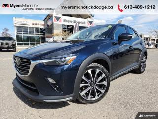 <b>Heads Up Display,  Sunroof,  Leather Seats,  Navigation,  Aluminum Wheels!</b><br> <br>  Compare at $26770 - Our Price is just $25990! <br> <br>   Whether youre reveling in back-country roads or navigating commuter traffic, this compact crossover boasts superb versatility and a confident stance. This  2021 Mazda CX-3 is for sale today in Manotick. <br> <br>From its sophisticated exterior design to the cutting-edge technological innovations, Mazda engineers designed the 2021 CX-3 to inspire joy behind the wheel. The compact but versatile interior of the 2021 CX-3 with expandable cargo space, foldable rear seats, and customizable storage accessories is designed to impress drivers and passengers alike.This  SUV has 78,965 kms. Its  blue in colour  . It has an automatic transmission and is powered by a  148HP 2.0L 4 Cylinder Engine. <br> <br> Our CX-3s trim level is GT. This CX-3 GT comes with plenty of amazing technology and luxurious features such as an active driving display on the windshield, larger and more stylish aluminum wheels, a 7 inch colour touchscreen with Mazda Connect, navigation, wireless Apple CarPlay and Android Auto. It also comes with a power sunroof, heated seats with power / memory settings for the driver, a heated steering wheel, distance pacing cruise control, lane departure warning, traffic sign recognition, Bose premium audio, blind spot monitoring, smart city brake support LED signature lighting and an advanced proximity keyless entry system. Additional features are plush leather seats, soft touch surfaces with unique stitching detail, suede interior trim and chrome exterior accents. This vehicle has been upgraded with the following features: Heads Up Display,  Sunroof,  Leather Seats,  Navigation,  Aluminum Wheels,  Heated Seats,  Heated Steering Wheel. <br> <br>To apply right now for financing use this link : <a href=https://CreditOnline.dealertrack.ca/Web/Default.aspx?Token=3206df1a-492e-4453-9f18-918b5245c510&Lang=en target=_blank>https://CreditOnline.dealertrack.ca/Web/Default.aspx?Token=3206df1a-492e-4453-9f18-918b5245c510&Lang=en</a><br><br> <br/><br> Buy this vehicle now for the lowest weekly payment of <b>$99.32</b> with $0 down for 84 months @ 9.99% APR O.A.C. ( Plus applicable taxes -  and licensing fees   ).  See dealer for details. <br> <br>If youre looking for a Dodge, Ram, Jeep, and Chrysler dealership in Ottawa that always goes above and beyond for you, visit Myers Manotick Dodge today! Were more than just great cars. We provide the kind of world-class Dodge service experience near Kanata that will make you a Myers customer for life. And with fabulous perks like extended service hours, our 30-day tire price guarantee, the Myers No Charge Engine/Transmission for Life program, and complimentary shuttle service, its no wonder were a top choice for drivers everywhere. Get more with Myers! <br>*LIFETIME ENGINE TRANSMISSION WARRANTY NOT AVAILABLE ON VEHICLES WITH KMS EXCEEDING 140,000KM, VEHICLES 8 YEARS & OLDER, OR HIGHLINE BRAND VEHICLE(eg. BMW, INFINITI. CADILLAC, LEXUS...)<br> Come by and check out our fleet of 30+ used cars and trucks and 100+ new cars and trucks for sale in Manotick.  o~o