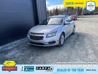 
 Navigation System, Air Conditioning, Satellite Radio, Cruise Control, Voice Recognition, Rear Window Defroster, Power Locks, Fog Lights, Bluetooth, Aux/MP3 Line-in. This Chevrolet Cruze Limited has a strong Turbocharged Gas I4 1.4L/83 engine powering this Automatic transmission. 
 
These Packages Will Make Your Chevrolet Cruze Limited 1LT Auto The Envy of Your Friends 
 Alloy Wheels, Tilt Steering, Power Mirrors, Outside Temp Display, 16 Inch Wheels, On-star, ENGINE, ECOTEC TURBO 1.4L VARIABLE VALVE TIMING DOHC 4-CYLINDER SEQUENTIAL MFI  (138 hp [103 kW] @ 4900 rpm, 148 lb-ft of torque [199.8 N-m] @ 1850 rpm) (STD), Compass, 12V Outlet, Wipers, front intermittent, variable, Windows, power with Express-Down on all and driver Express Up, Wheels, 16 (40.6 cm) steel with silver-painted wheel covers, Wheel covers, bolt-on Silver-painted, Visors, driver and front passenger vanity mirrors, Trunk emergency release handle, Transmission, 6-speed manual with overdrive, Traction control, Tires, P215/60R16, all-season, blackwall, low rolling resistance, Tire, compact spare and spare wheel includes jack and lug nut wrench, Tire Pressure Monitor. 


THE SUPER DAVES ADVANTAGE
 
BUY REMOTE - No need to visit the dealership. Through email, text, or a phone call, you can complete the purchase of your next vehicle all without leaving your house!
 
DELIVERED TO YOUR DOOR - Your new car, delivered straight to your door! When buying your car with Super Daves, well arrange a fast and secure delivery. Just pick a time that works for you and well bring you your new wheels!
 
PEACE OF MIND WARRANTY - Every vehicle we sell comes backed with a warranty so you can drive with confidence.
 
EXTENDED COVERAGE - Get added protection on your new car and drive confidently with our selection of competitively priced extended warranties.
 
WE ACCEPT TRADES - We’ll accept your trade for top dollar! We’ll assess your trade in with a few quick questions and offer a guaranteed value for your ride. We’ll even come pick up your trade when we deliver your new car.
 
SUPER CERTIFIED INSPECTION - Every vehicle undergoes an extensive 120 point inspection, that ensure you get a safe, high quality used vehicle every time.
 
FREE CARFAX VEHICLE HISTORY REPORT - If youre buying used, its important to know your cars history. Thats why we provide a free vehicle history report that lists any accidents, prior defects, and other important information that may be useful to you in your decision.
 
METICULOUSLY DETAILED – Buying used doesn’t mean buying grubby. We want your car to shine and sparkle when it arrives to you. Our professional team of detailers will have your new-to-you ride looking new car fresh.
 
(Please note that we make all attempt to verify equipment, trim levels, options, accessories, kilometers and price listed in our ads however we make no guarantees regarding the accuracy of these ads online. Features are populated by VIN decoder from manufacturers original specifications. Some equipment such as wheels and wheels sizes, along with other equipment or features may have changed or may not be present. We do not guarantee a vehicle manual, manuals can be typically found online in the rare event the vehicle does not have one. Please verify all listed information with our dealership in person before purchase. The sale price does not include any ongoing subscription based services such as Satellite Radio. Any software or hardware updates needed to run any of these systems would also be the responsibility of the client. All listed payments are OAC which means On Approved Credit and are estimated without taxes and fees as these may vary from deal to deal, taxes and fees are extra. As these payments are based off our lenders best offering they may be subject to change without notice. Please ensure this vehicle is ready to be viewed at the dealership by making an appointment with our sales staff. We cannot guarantee this vehicle will be on premises and ready for viewing unless and appointment has been made.)
