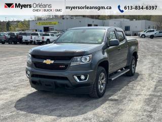 <b>Heated Seats,  Synthetic Leather,  Off Road Suspension,  Remote Start,  Aluminum Wheels!</b><br> <br>    2015 Chevrolet Colorado: 2015 Motor Trend Truck of the Year This  2015 Chevrolet Colorado is fresh on our lot in Orleans. <br> <br>The all-new 2015 Chevrolet Colorado is here and ready to offer a new take on the mid-size pickup truck. With its combination of rugged looks, advanced technology, capable towing ability, and fuel savings, the all-new Colorado is one of a kind. From tackling urban streets to driving off the beaten path, the all-new Colorado is definitely worth a first, second and third look. Its easy to see why its the 2015 Motor Trend Truck of the Year.This  Crew Cab 4X4 pickup  has 117,118 kms. Its  gray in colour  . It has an automatic transmission and is powered by a  305HP 3.6L V6 Cylinder Engine.  It may have some remaining factory warranty, please check with dealer for details.  This vehicle has been upgraded with the following features: Heated Seats,  Synthetic Leather,  Off Road Suspension,  Remote Start,  Aluminum Wheels,  Remote Keyless Entry,  Siriusxm. <br> <br>To apply right now for financing use this link : <a href=https://www.myersorleansgm.ca/FinancePreQualForm target=_blank>https://www.myersorleansgm.ca/FinancePreQualForm</a><br><br> <br/><br> Buy this vehicle now for the lowest bi-weekly payment of <b>$294.46</b> with $0 down for 48 months @ 10.99% APR O.A.C. ( Plus applicable taxes -  Plus applicable fees   ).  See dealer for details. <br> <br>*MYERS LIFETIME ENGINE AND TRANSMISSION COVERAGE CERTIFICATE NOT AVAILABLE ON VEHICLES WITH KMS EXCEEDING 140,000KM, VEHICLES 8 YEARS & OLDER, OR HIGHLINE BRAND VEHICLE(eg. BMW, INFINITI. CADILLAC, LEXUS...)<br> Come by and check out our fleet of 30+ used cars and trucks and 170+ new cars and trucks for sale in Orleans.  o~o