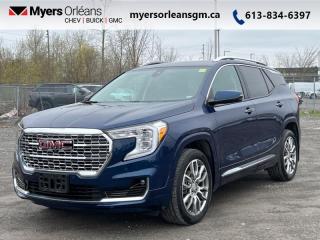 <b>Low Mileage, Heads Up Display,  Navigation,  Cooled Seats,  Leather Seats,  Power Liftgate!</b><br> <br>    This 2022 Terrain is a small SUV with a big work ethic. This  2022 GMC Terrain is fresh on our lot in Orleans. <br> <br>This 2022 GMC Terrain shows that Professional Grade is more than an idea, its a way of life. From endless details that relentlessly improve the SUVs usability, to striking style, and amazing capability, this 2022 Terrain is exactly what you expect from a GMC SUV. The interior has a clean design, with upscale materials like soft-touch surfaces and premium trim. Quiet, spacious and comfortable, this Terrain is exactly what youd expect from the Professional Grade SUV. For the next step in the evolution of the crossover and small SUV segment, dont miss this GMC Terrain. This low mileage  SUV has just 18,390 kms. Its  blue in colour  . It has an automatic transmission and is powered by a  170HP 1.5L 4 Cylinder Engine. <br> <br> Our Terrains trim level is Denali. This Terrain comes fully loaded with premium leather cooled seats with memory settings, a large colour touchscreen infotainment system featuring navigation, Apple CarPlay, Android Auto, SiriusXM, Bose premium audio, wireless charging and its 4G LTE capable. This luxurious Terrain Denali also comes with a power rear liftgate, automatic park assist, lane change alert with blind spot detection, exclusive aluminum wheels and exterior accents, a leather-wrapped steering wheel, lane keep assist with lane departure warning, forward collision alert, adaptive cruise control, a remote engine starter, HD surround vision camera, heads up display, LED signature lighting, an enhanced premium suspension and a 60/40 split-folding rear seat to make hauling larger items a breeze. This vehicle has been upgraded with the following features: Heads Up Display,  Navigation,  Cooled Seats,  Leather Seats,  Power Liftgate,  Wireless Charging,   Remote Start. <br> <br>To apply right now for financing use this link : <a href=https://www.myersorleansgm.ca/FinancePreQualForm target=_blank>https://www.myersorleansgm.ca/FinancePreQualForm</a><br><br> <br/><br> Buy this vehicle now for the lowest bi-weekly payment of <b>$246.34</b> with $0 down for 96 months @ 9.99% APR O.A.C. ( Plus applicable taxes -  Plus applicable fees   ).  See dealer for details. <br> <br>*MYERS LIFETIME ENGINE AND TRANSMISSION COVERAGE CERTIFICATE NOT AVAILABLE ON VEHICLES WITH KMS EXCEEDING 140,000KM, VEHICLES 8 YEARS & OLDER, OR HIGHLINE BRAND VEHICLE(eg. BMW, INFINITI. CADILLAC, LEXUS...)<br> Come by and check out our fleet of 30+ used cars and trucks and 170+ new cars and trucks for sale in Orleans.  o~o