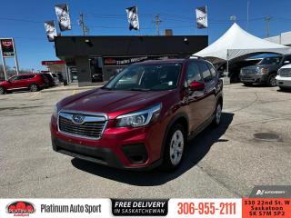 <b>Heated Seats,  Android Auto,  Apple CarPlay,  STARLINK,  Steering Wheel Audio Control!</b><br> <br>    For your daily adventures and every new adventure coming, the 2020 Subaru Forester is capable, comfortable, and ready to go anywhere you take it. This  2020 Subaru Forester is for sale today. <br> <br>The 2020 Subaru Forester has been redesigned inside and out to provide new comfort, technology, and connectivity while sacrificing none of the capability, versatility, and agility you expect from the iconic Forester name. With new technologies like X-Mode and SI-Drive, the 2020 Subaru Forester is now more ready than ever for those rugged mountain passes, while the comfort and infotainment technology keeps you connected and comfortable for the daily drives. This  SUV has 139,582 kms. Its  red in colour  . It has a cvt transmission and is powered by a  182HP 2.5L 4 Cylinder Engine.  <br> <br> Our Foresters trim level is CVT. This affordable SUV comes with a 6.5 inch touchscreen infotainment system with STARLINK smartphone integration (including Aha radio), Apple CarPlay and Android Auto functionality, and steering wheel controlled audio. For even more comfort and convenience you get Automatic climate control, heated seats, a rear view camera, and automatic headlights. This vehicle has been upgraded with the following features: Heated Seats,  Android Auto,  Apple Carplay,  Starlink,  Steering Wheel Audio Control,  Keyless Entry,  Touchscreen. <br> <br>To apply right now for financing use this link : <a href=https://www.platinumautosport.com/credit-application/ target=_blank>https://www.platinumautosport.com/credit-application/</a><br><br> <br/><br> Buy this vehicle now for the lowest bi-weekly payment of <b>$151.39</b> with $0 down for 96 months @ 5.99% APR O.A.C. ( Plus applicable taxes -  Plus applicable fees   ).  See dealer for details. <br> <br><br> We know that you have high expectations, and as car dealers, we enjoy the challenge of meeting and exceeding those standards each and every time. Allow us to demonstrate our commitment to excellence! </br>

<br> As your one stop shop for quality pre owned vehicles and hassle free auto financing in Saskatoon, we provide the following offers & incentives for our valued clients in Saskatchewan, Alberta & Manitoba. </br> o~o