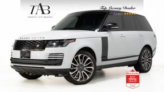 This beautiful 2019 Land Rover Range Rover V8 Supercharged is a Canadian vehicle with a clean Carfax report. With its powerful engine and sleek design, every drive becomes an adventure. Plus, immerse yourself in crystal-clear sound with the Meridian audio system and take in breathtaking views through the panoramic roof. 

Key features Include: 

- Supercharged Engine
- Meridian audio system
- Panoramic sunroof 
- Advanced Terrain Response system
- Cruise control 
- Touchscreen infotainment system 
- Leather upholstery 
- Heated and ventilated front seats
- Four-zone climate control 
- Keyless entry and ignition
- Automatic emergency braking 
- Lane departure warning
- Blind-spot monitoring
- Surround-view camera system
- Automatic high beams 
- Adaptive suspension
- Apple Carplay & Android Auto
- Power liftgate
- Navigation System
- Fridge
- Rear Heated Seats


NOW OFFERING 3 MONTH DEFERRED FINANCING PAYMENTS ON APPROVED CREDIT. 

Looking for a top-rated pre-owned luxury car dealership in the GTA? Look no further than Toronto Auto Brokers (TAB)! Were proud to have won multiple awards, including the 2024 AutoTrader Best Priced Dealer, 2024 CBRB Dealer Award, the Canadian Choice Award 2024, the 2024 BNS Award, the 2024 Three Best Rated Dealer Award, and many more!

With 30 years of experience serving the Greater Toronto Area, TAB is a respected and trusted name in the pre-owned luxury car industry. Our 30,000 sq.Ft indoor showroom is home to a wide range of luxury vehicles from top brands like BMW, Mercedes-Benz, Audi, Porsche, Land Rover, Jaguar, Aston Martin, Bentley, Maserati, and more. And we dont just serve the GTA, were proud to offer our services to all cities in Canada, including Vancouver, Montreal, Calgary, Edmonton, Winnipeg, Saskatchewan, Halifax, and more.

At TAB, were committed to providing a no-pressure environment and honest work ethics. As a family-owned and operated business, we treat every customer like family and ensure that every interaction is a positive one. Come experience the TAB Lifestyle at its truest form, luxury car buying has never been more enjoyable and exciting!

We offer a variety of services to make your purchase experience as easy and stress-free as possible. From competitive and simple financing and leasing options to extended warranties, aftermarket services, and full history reports on every vehicle, we have everything you need to make an informed decision. We welcome every trade, even if youre just looking to sell your car without buying, and when it comes to financing or leasing, we offer same day approvals, with access to over 50 lenders, including all of the banks in Canada. Feel free to check out your own Equifax credit score without affecting your credit score, simply click on the Equifax tab above and see if you qualify.

So if youre looking for a luxury pre-owned car dealership in Toronto, look no further than TAB! We proudly serve the GTA, including Toronto, Etobicoke, Woodbridge, North York, York Region, Vaughan, Thornhill, Richmond Hill, Mississauga, Scarborough, Markham, Oshawa, Peteborough, Hamilton, Newmarket, Orangeville, Aurora, Brantford, Barrie, Kitchener, Niagara Falls, Oakville, Cambridge, Kitchener, Waterloo, Guelph, London, Windsor, Orillia, Pickering, Ajax, Whitby, Durham, Cobourg, Belleville, Kingston, Ottawa, Montreal, Vancouver, Winnipeg, Calgary, Edmonton, Regina, Halifax, and more.

Call us today or visit our website to learn more about our inventory and services. And remember, all prices exclude applicable taxes and licensing, and vehicles can be certified at an additional cost of $799.


Awards:
  * ALG Canada Residual Value Awards, Residual Value Awards