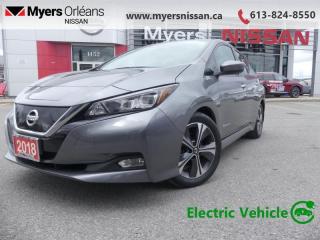<b>Navigation, Heated Seats, Heated Steering Wheel, Bluetooth, Blind Spot Detection, SiriusXM, Aluminum Wheels, Air Conditioning, Collision Warning, Remote Keyless Entry</b><br> <br>  Compare at $19569 - Our Price is just $18999! <br> <br>   This 2018 Nissan leaf has been greatly improved over its predecessor, and its better in every single way. This  2018 Nissan LEAF is fresh on our lot in Orleans. <br> <br>A beautifully designed and built electric hatchback with plenty of options, great safety scores and a respectable range of over 240 kilometers. This is the all new Nissan Leaf, boasting a complete redesign with an all new look, a more functional interior that is nothing but quality, and a new drive-train offering more power and a longer range. This Nissan leaf is turning out to be one of the best full electric cars you can own.This  hatchback has 53,808 kms. Its  gun metallic in colour  . It has an automatic transmission and is powered by a  smooth engine.  It may have some remaining factory warranty, please check with dealer for details. <br> <br> Our LEAFs trim level is SV. Up-grading to the Nissan Leaf SV sees the addition of multiple features such as regenerative braking, brake assist, hill hold control, upgraded machined aluminum alloy wheels, fully automatic headlights, front fog lamps, Nissan connect navigation with voice guidance, a larger 7 inch display, Apple and Android connectivity, remote control of charging and air conditioning, Bluetooth, Nissan internet access, a home-link garage door transmitter, adaptable cruise control, blind spot warning, forward and rear collision prevention, lane keeping assist, lane departure warning and so much more.<br> <br/><br>We are proud to regularly serve our clients and ready to help you find the right car that fits your needs, your wants, and your budget.And, of course, were always happy to answer any of your questions.Proudly supporting Ottawa, Orleans, Vanier, Barrhaven, Kanata, Nepean, Stittsville, Carp, Dunrobin, Kemptville, Westboro, Cumberland, Rockland, Embrun , Casselman , Limoges, Crysler and beyond! Call us at (613) 824-8550 or use the Get More Info button for more information. Please see dealer for details. The vehicle may not be exactly as shown. The selling price includes all fees, licensing & taxes are extra. OMVIC licensed.Find out why Myers Orleans Nissan is Ottawas number one rated Nissan dealership for customer satisfaction! We take pride in offering our clients exceptional bilingual customer service throughout our sales, service and parts departments. Located just off highway 174 at the Jean DÀrc exit, in the Orleans Auto Mall, we have a huge selection of Used vehicles and our professional team will help you find the Nissan that fits both your lifestyle and budget. And if we dont have it here, we will find it or you! Visit or call us today.<br>*LIFETIME ENGINE TRANSMISSION WARRANTY NOT AVAILABLE ON VEHICLES WITH KMS EXCEEDING 140,000KM, VEHICLES 8 YEARS & OLDER, OR HIGHLINE BRAND VEHICLE(eg. BMW, INFINITI. CADILLAC, LEXUS...)<br> Come by and check out our fleet of 50+ used cars and trucks and 110+ new cars and trucks for sale in Orleans.  o~o