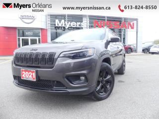 <b>Leather Seats, Heated Seats, Apple CarPlay, Android Auto, Navigation, Aluminum Wheels, Heated Steering Wheel</b><br> <br>  Compare at $32959 - Our Price is just $31999! <br> <br>   This Jeep Cherokee is an affordable mid-size SUV thats equal parts capable, stylish, and very comfortable. This  2021 Jeep Cherokee is fresh on our lot in Orleans. <br> <br>With an exceptionally smooth ride and an award-winning interior, this Jeep Cherokee can take you anywhere in comfort and style. This Cherokee has a refined look without sacrificing its rugged presence. Experience the freedom of adventure and discover new territories with the unique and authentically crafted Jeep Cherokee. This  SUV has 44,566 kms. Its  diamond black crystal pearl in colour  . It has an automatic transmission and is powered by a  271HP 3.2L V6 Cylinder Engine.  This unit has some remaining factory warranty for added peace of mind. <br> <br> Our Cherokees trim level is Altitude. This Cherokee Altitude ensures your next adventure will be successful and stylish with added Navigation and Gloss Black exterior badging and accents. Be ready for anything in the city or on the trail with aluminum wheels, towing equipment, LED lighting with automatic headlamps, fog lamps, and cornering lights. This family SUV ensures comfort and safety with UConnect 4 with voice command and Navigation, Android Auto, Apple CarPlay, heated leather seats, a heated leather steering wheel, remote keyless entry, and the ParkView Rear Backup Camera.<br> To view the original window sticker for this vehicle view this <a href=http://www.chrysler.com/hostd/windowsticker/getWindowStickerPdf.do?vin=1C4PJMMX4MD129920 target=_blank>http://www.chrysler.com/hostd/windowsticker/getWindowStickerPdf.do?vin=1C4PJMMX4MD129920</a>. <br/><br> <br/><br>We are proud to regularly serve our clients and ready to help you find the right car that fits your needs, your wants, and your budget.And, of course, were always happy to answer any of your questions.Proudly supporting Ottawa, Orleans, Vanier, Barrhaven, Kanata, Nepean, Stittsville, Carp, Dunrobin, Kemptville, Westboro, Cumberland, Rockland, Embrun , Casselman , Limoges, Crysler and beyond! Call us at (613) 824-8550 or use the Get More Info button for more information. Please see dealer for details. The vehicle may not be exactly as shown. The selling price includes all fees, licensing & taxes are extra. OMVIC licensed.Find out why Myers Orleans Nissan is Ottawas number one rated Nissan dealership for customer satisfaction! We take pride in offering our clients exceptional bilingual customer service throughout our sales, service and parts departments. Located just off highway 174 at the Jean DÀrc exit, in the Orleans Auto Mall, we have a huge selection of Used vehicles and our professional team will help you find the Nissan that fits both your lifestyle and budget. And if we dont have it here, we will find it or you! Visit or call us today.<br>*LIFETIME ENGINE TRANSMISSION WARRANTY NOT AVAILABLE ON VEHICLES WITH KMS EXCEEDING 140,000KM, VEHICLES 8 YEARS & OLDER, OR HIGHLINE BRAND VEHICLE(eg. BMW, INFINITI. CADILLAC, LEXUS...)<br> Come by and check out our fleet of 50+ used cars and trucks and 110+ new cars and trucks for sale in Orleans.  o~o