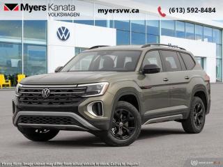 <b>Cooled Seats,  Heated Steering Wheel,  Mobile Hotspot,  Remote Start,  Power Liftgate!</b><br> <br> <br> <br>  This 2024 Volkswagen Atlas features bold styling and immense interior space, with best-in-class third-row legroom. <br> <br>This 2024 Volkswagen Atlas is a premium family hauler that offers voluminous space for occupants and cargo, comfort, sophisticated safety and driver-assist technology. The exterior sports a bold design, with an imposing front grille, coherent body lines, and a muscular stance. On the inside, trim pieces are crafted with premium materials and carefully put together to ensure rugged build quality, with straightforward control layouts, ergonomic seats, and an abundance of storage space. With a bevy of standard safety technology that inspires confidence, this 2024 Volkswagen Atlas is an excellent option for a versatile and capable family SUV.<br> <br> This avocado green SUV  has an automatic transmission and is powered by a  2.0L engine.<br> <br> Our Atlass trim level is Peak Edition 2.0 TSI. This Peak Edition trim features Magnum alloy wheels and unique exterior styling, and comes standard with a power liftgate for rear cargo access, heated and ventilated front seats, a heated steering wheel, remote engine start, adaptive cruise control, and a 12-inch infotainment system with Car-Net mobile hotspot internet access, Apple CarPlay and Android Auto. Safety features also include blind spot detection, lane keeping assist with lane departure warning, front and rear collision mitigation, park distance control, and autonomous emergency braking. This vehicle has been upgraded with the following features: Cooled Seats,  Heated Steering Wheel,  Mobile Hotspot,  Remote Start,  Power Liftgate,  Adaptive Cruise Control,  Blind Spot Detection. <br><br> <br>To apply right now for financing use this link : <a href=https://www.myersvw.ca/en/form/new/financing-request-step-1/44 target=_blank>https://www.myersvw.ca/en/form/new/financing-request-step-1/44</a><br><br> <br/>    5.99% financing for 84 months. <br> Buy this vehicle now for the lowest bi-weekly payment of <b>$445.32</b> with $0 down for 84 months @ 5.99% APR O.A.C. ( taxes included, $1071 (OMVIC fee, Air and Tire Tax, Wheel Locks, Admin fee, Security and Etching) is included in the purchase price.    ).  Incentives expire 2024-05-31.  See dealer for details. <br> <br> <br>LEASING:<br><br>Estimated Lease Payment: $333 bi-weekly <br>Payment based on 5.49% lease financing for 60 months with $0 down payment on approved credit. Total obligation $43,335. Mileage allowance of 16,000 KM/year. Offer expires 2024-05-31.<br><br><br>Call one of our experienced Sales Representatives today and book your very own test drive! Why buy from us? Move with the Myers Automotive Group since 1942! We take all trade-ins - Appraisers on site!<br> Come by and check out our fleet of 40+ used cars and trucks and 120+ new cars and trucks for sale in Kanata.  o~o